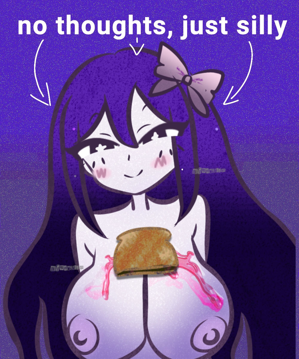 aubrey_(headspace) aubrey_(omori) big_breasts kel_(omori) miseryflakes omori self_upload showing showing_breasts showing_off toast upper_body_focus