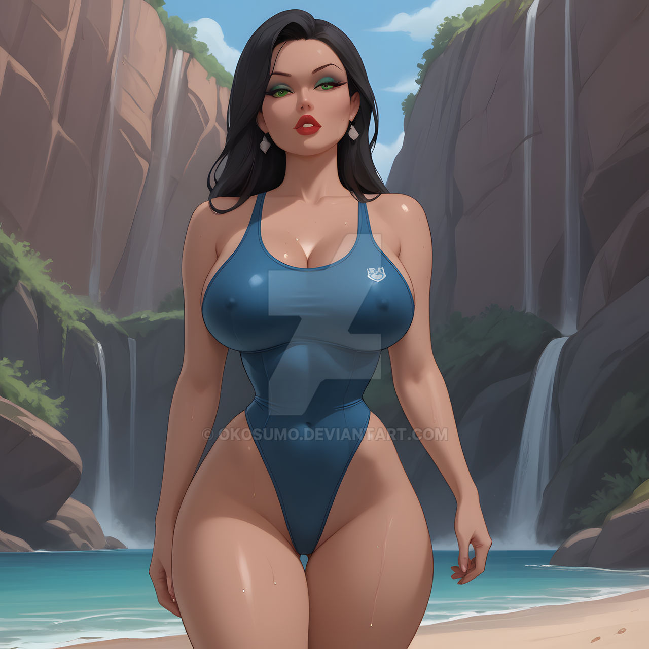 1girls ai_generated ass ass black_hair breast breasts breasts cleavage cool_world curvaceous curvaceous_body curves curvy curvy_body curvy_female curvy_figure curvy_milf deviantart exposed_ass exposed_breast exposed_breasts exposed_butt female female female_only green_eyes hourglass_figure inner_sideboob light-skinned_female light_skin lonette milf okosumo sideboob solo solo_female voluptuous voluptuous_female watermark