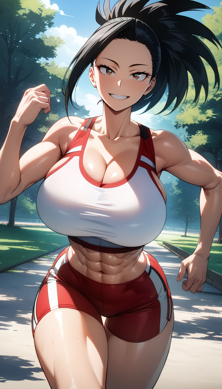 abs ai_generated big_breasts breasts cleavage collarbone female female_focus female_only fit_female kemonogirls large_breasts momo_yaoyorozu my_hero_academia