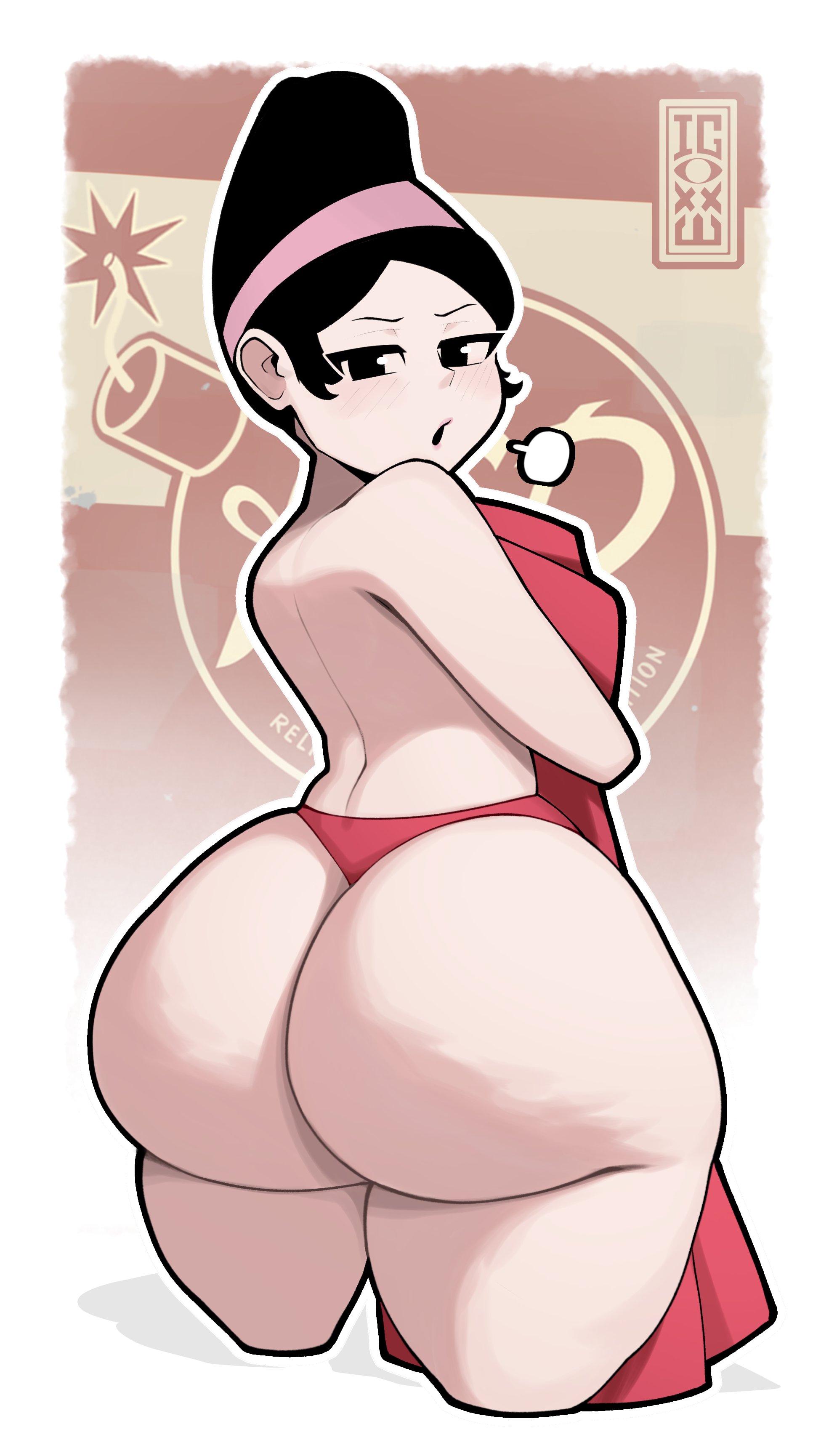1girls, 2020s, 2025, 2d, 2d (artwork), ass, big ass, big breasts, big butt, big thighs, black eyes, black hair, blush, bottom heavy, breasts, calendar girl (red), child bearing hips, clothing, curvy, curvy body, curvy female, curvy figure, exhale, eyebrows, eyelashes, female, female focus, hi res, highres, hips, human, human only, igxxiii, large ass, large butt, light skin, light-skinned female, looking at viewer, panties, pinup, red panties, red team (team fortress 2), round ass, slim waist, solo, solo female, team fortress 2, thick thighs, thighs, valve, wide hips