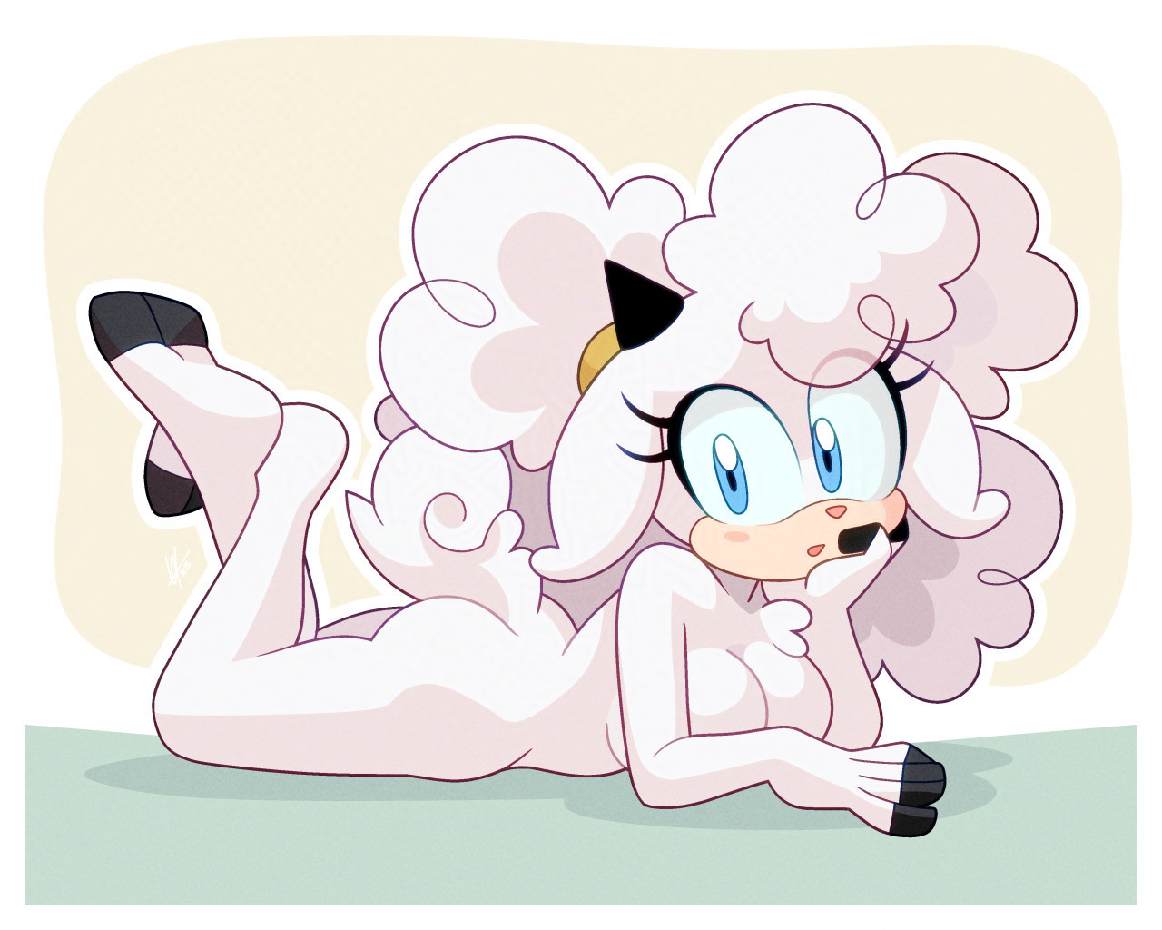 1girls, ass, breasts, female, lanolin the sheep, louistrations, lying, nude, sonic (series), sonic the hedgehog (idw), tagme