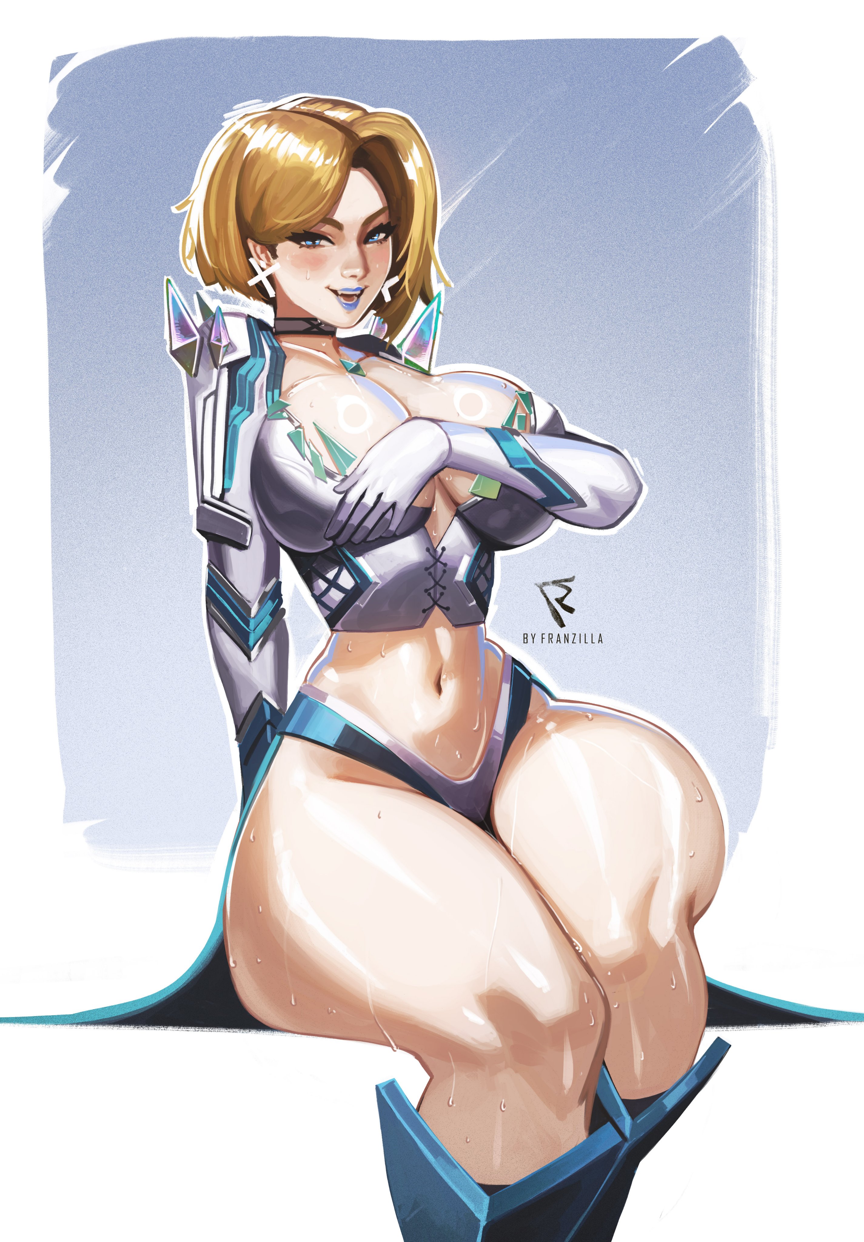 1girls, athletic, athletic female, athletic thighs, big breasts, blonde female, blonde hair, blonde-haired female, blue lipstick, bob cut, boots, breasts, clothed, clothed female, emma frost, emma frost (marvel rivals), female, female focus, female only, franzilla, high heel boots, high heels, light skin, light-skinned female, looking at viewer, marvel, marvel comics, marvel rivals, sitting, solo, solo female, thick thighs, thighs, wide hips