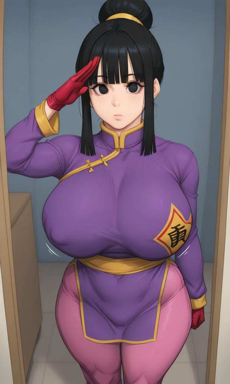 1girls ai ai_generated big_breasts black_eyes black_hair brainwashed brainwashing chichi chinese_clothes chinese_clothing chinese_dress dragon_ball dragon_ball_z drone droneification dronification huge_breasts hypnosis hypnosis identity_death large_breasts mature_female mental_transformation milf mind_control nipple_bulge nipples_visible_through_clothing pink_thighhighs pixai purple_dress red_gloves salute saluting slave standing tagme thick_thighs thighhighs thighs utter_domination