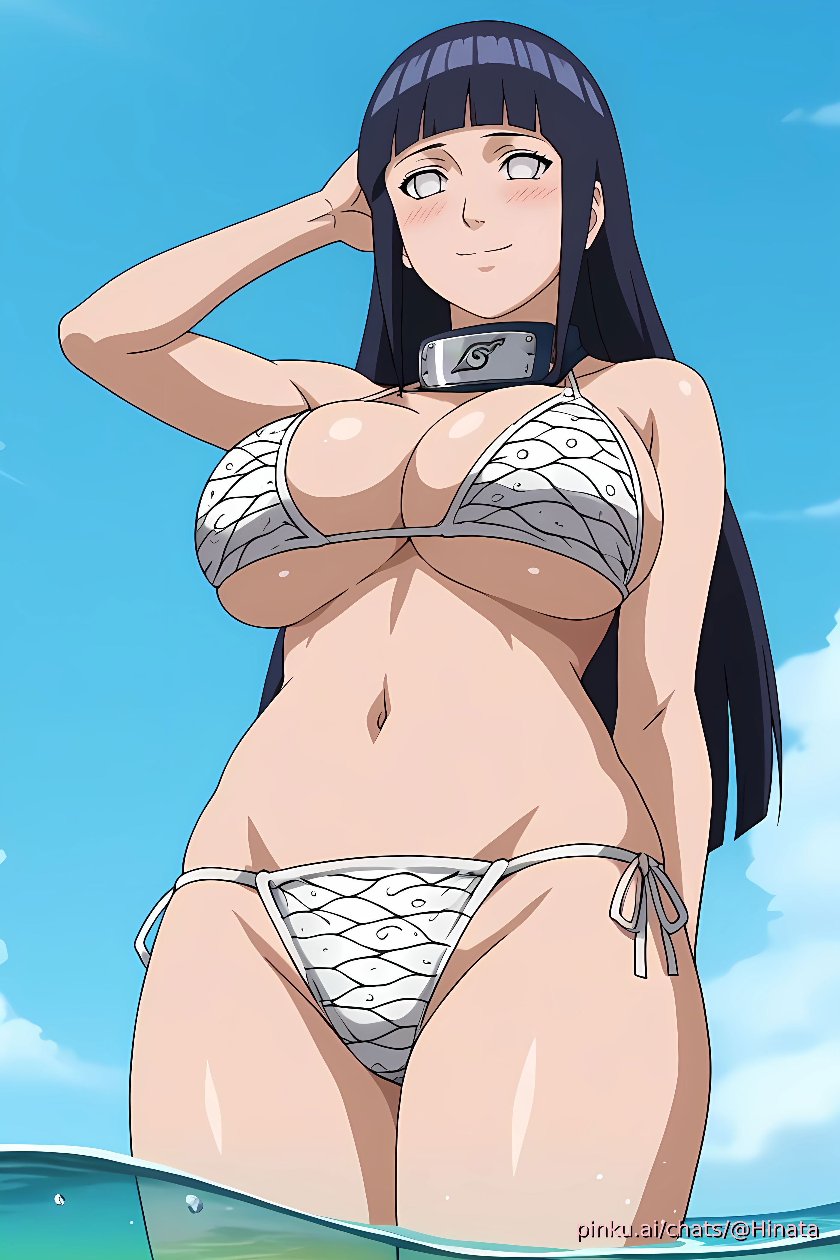 ai generated, aichat, beach, bikini, boruto: naruto next generations, candid, ecchi, female, hyuuga hinata, naruto, naruto (series), pinku, pinku.ai, pinkuai, sexy, water