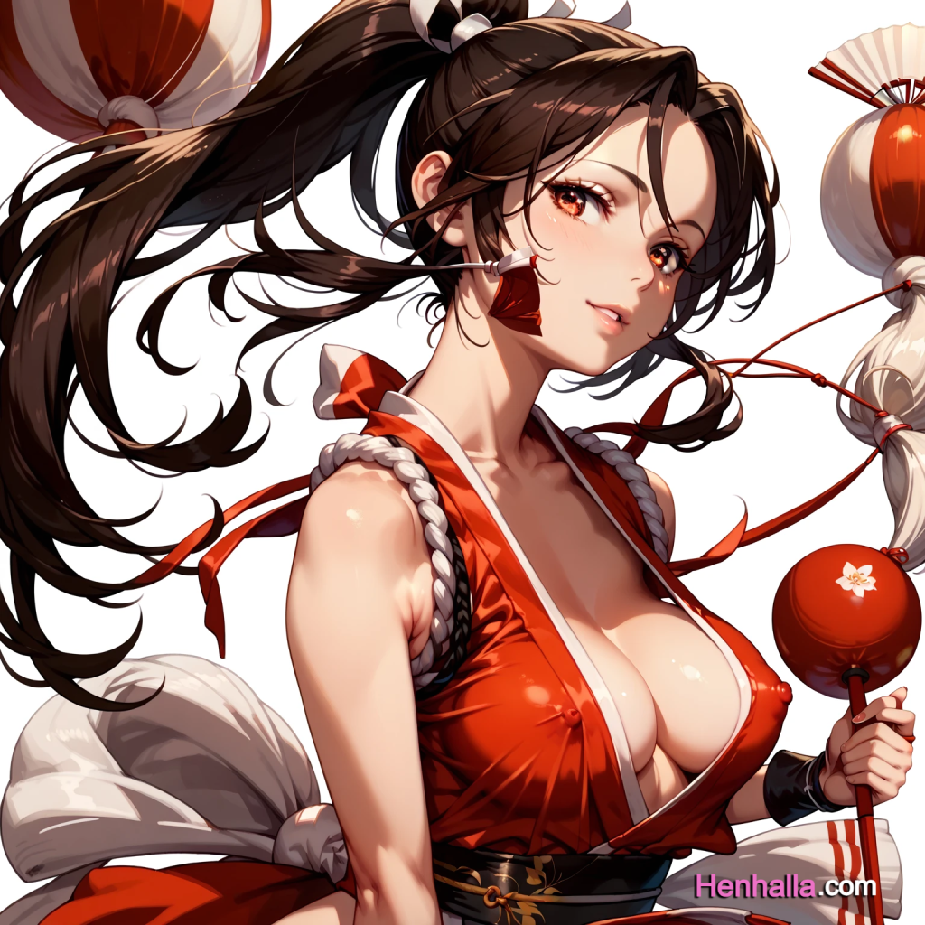 1girls ai_generated big_breasts breasts dress henhalla.com mai_shiranui solo solo_female young younger_female