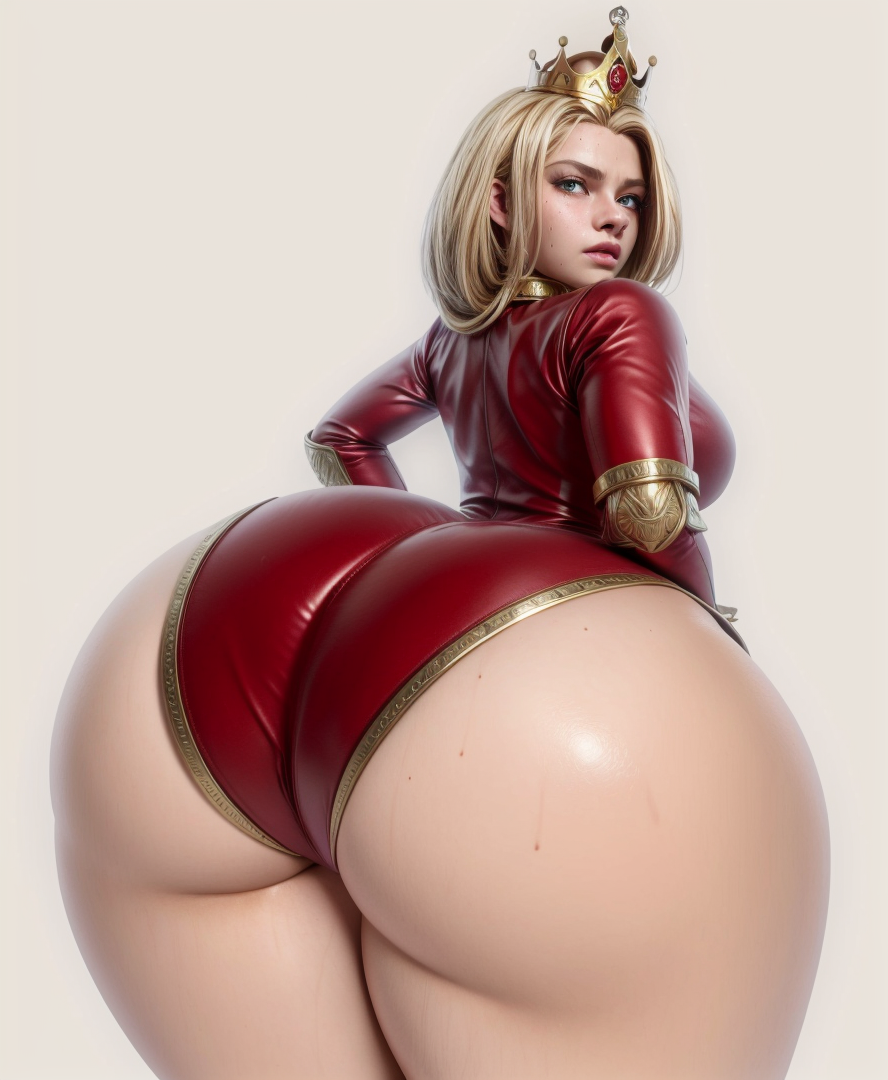 ai_generated annoyed annoyed_expression ass ass_focus back_view big_ass big_butt blank_background blonde_hair blue_eyes bottom_heavy bottom_heavy_female breasts butt_focus crown fantasy fat_ass female female_focus female_only from_behind hips huge_ass huge_butt huge_hips huge_thighs hyper_ass hyper_butt large_butt leotard long_sleeves looking_back looking_back_at_viewer magnumdawn massive_ass massive_butt massive_hips massive_thighs medieval mole mole_(marking) mole_on_ass ousama_ranking photorealistic queen queen_hilling ranking_of_kings rear_view red red_clothing red_leotard royal royalty shiny_clothes sideboob skimpy skimpy_clothes skimpy_outfit sleeves solo solo_female solo_focus stable_diffusion thighs thunder_thighs tight_clothes tight_clothing turning_head white_background