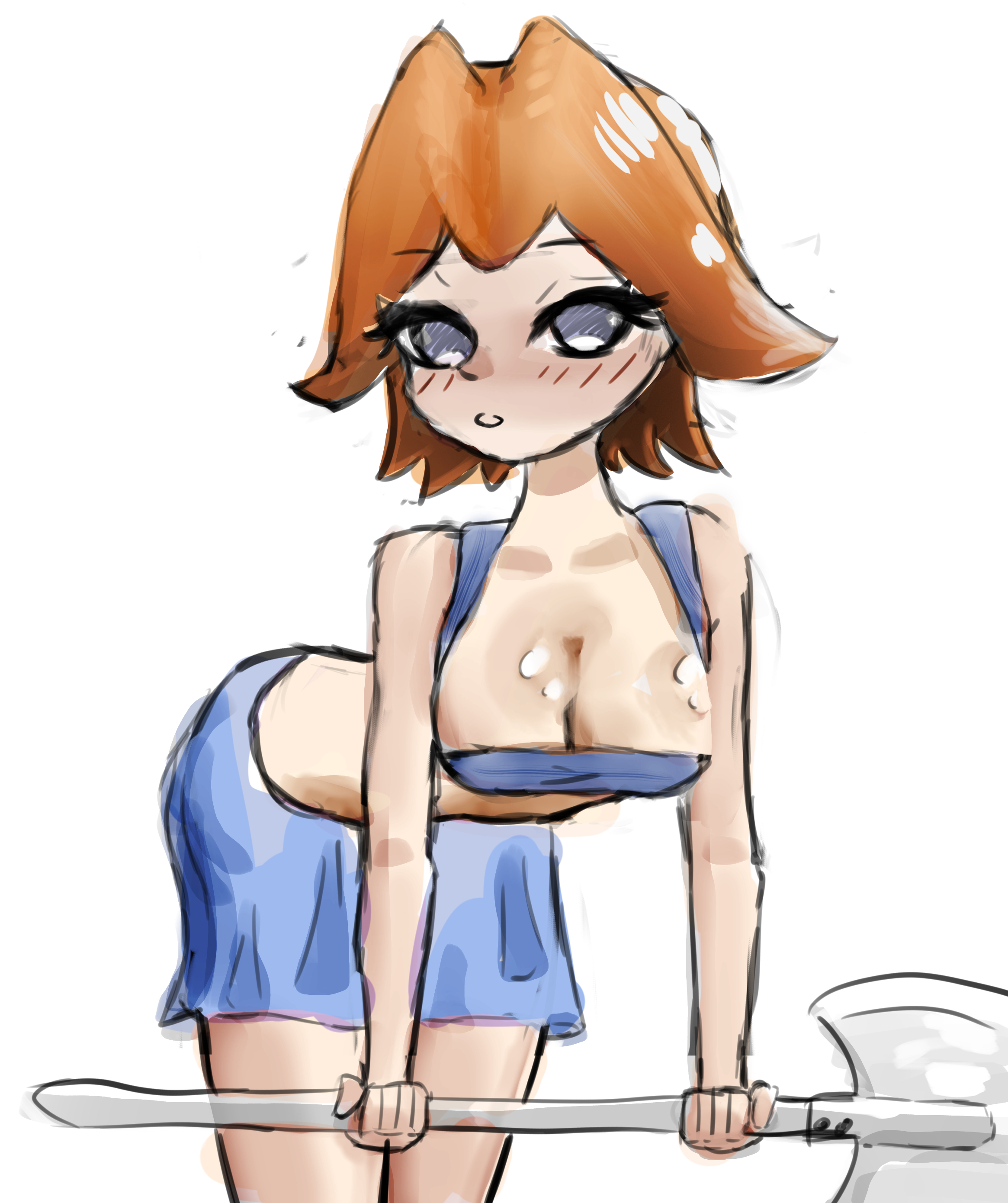 axe, big breasts, blue eyes, breasts, clash (series), clash royale, female, lumae, orange hair, valkyrie (clash of clans), valkyrie (clash royale)