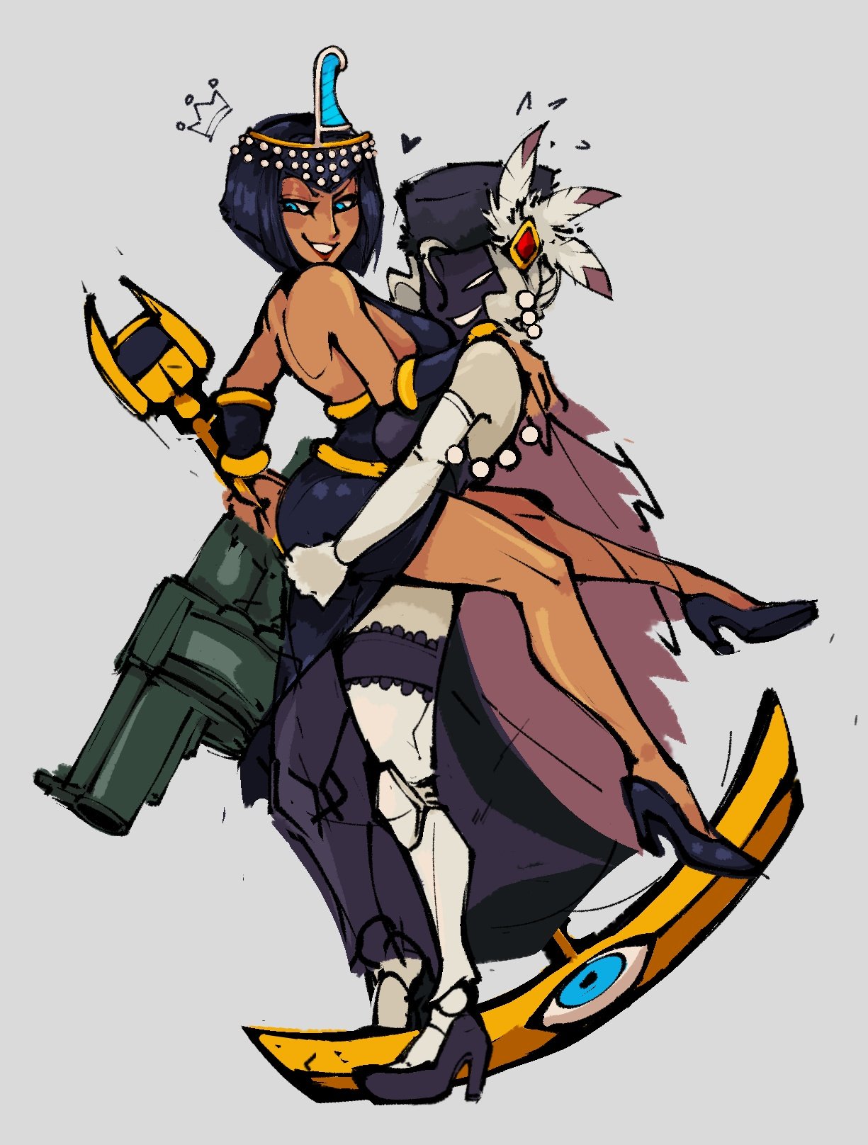 2023 2d_(artwork) 2girls ass ass_grab black_dahlia black_heart butt_grab dark-skinned_female dark_skinned_female duo duo_female duo_focus eliza_(skullgirls) fanart fanart_from_twitter females females_focus females_only girls girls_only grabbing_ass grabbing_from_behind grey_background grey_skin grey_skinned_female groping_ass groping_from_behind hand_on_another's_ass hand_on_ass hand_on_butt hand_on_partner hand_on_partner's_butt hands_on_partner heart heart_around_head highres holding_butt july lab_zero_games lifting lifting_partner lifting_person mayfrappe no_sex skullgirls tan-skinned_female tan_skinned_female yuri