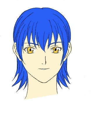 blue_hair colored_sketch cropped cropped_image discipline:record_of_a_crusade discipline_zero edited edited_image miyagishi_yuuki short_blue_hair short_hair sketch smiling yellow_eyes