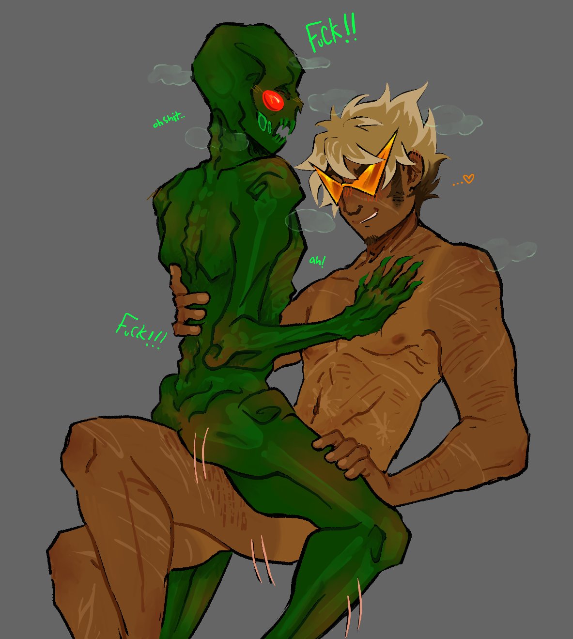 2boys alien alien_humanoid beard blonde_hair blonde_hair_male caliborn cherub color colored dark_skin dark_skinned_male dirk_strider gay glasses green_skin headgear headwear homestuck humanoid humanoid_alien male male_focus male_only moaning moaning_in_pleasure nude nude_male nudity scars scars_all_over shades short_hair short_hair_male sideburns skeleton spiky_hair sunglasses viktor yaoi