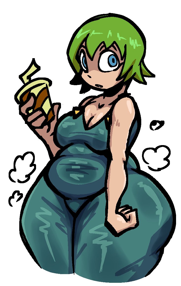 1girls ass ass_bigger_than_head big_ass big_breasts big_butt blue_eyes bottom_heavy breasts bubble_butt chubby chubby_female clothing cup curvaceous curvy curvy_figure dat_ass drink dumptruck_ass female female_only foo_fighters fully_clothed green_hair huge_ass jojo's_bizarre_adventure nanodude78 short_hair solo solo_female steam steaming_body thick_thighs voluptuous voluptuous_female white_background wide_hips