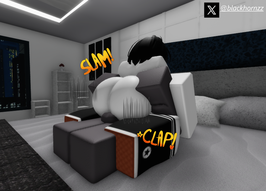 1boy 1girls 3d big_ass big_butt black_hair blackhornzz bubble_butt cowgirl_position female female_on_top huge_ass onomatopoeia riding roblox robloxian sex shoes tagme thighhighs twitter_username white_body