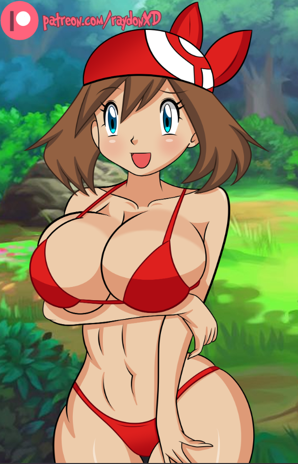 1girls big_breasts bikini cleavage female haruka_(pokemon) may_(pokemon) nintendo pokemon pokemon_rse pokemon_rse_(anime) raydonxd solo