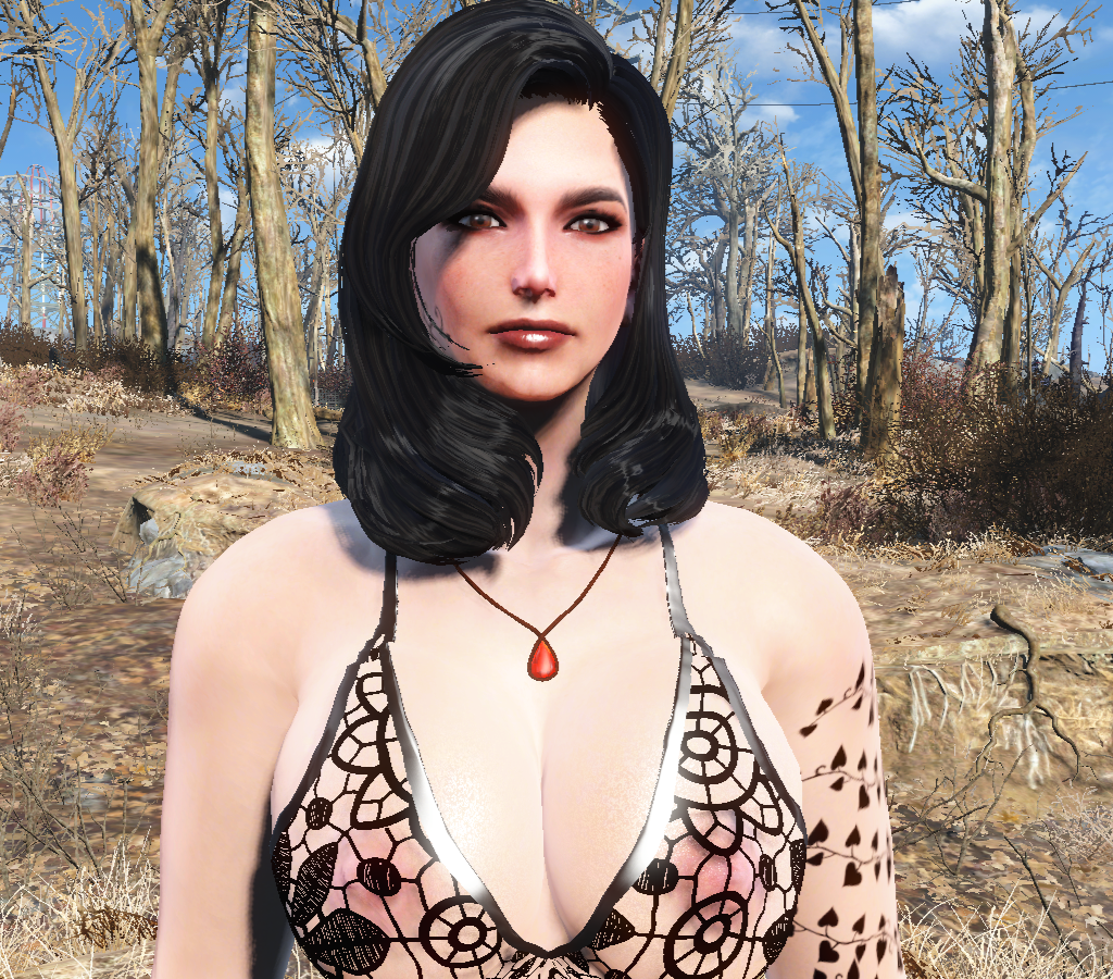 dress nora_(fallout_4) qos_tattoo queen_of_spades tattoo translucent_clothing