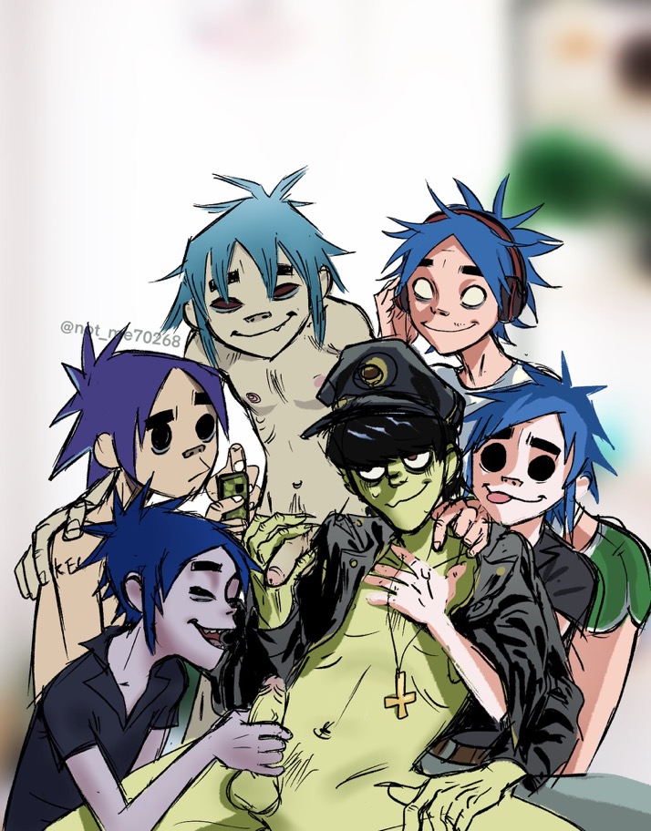 2d_(gorillaz) gay gorillaz handjob male_only multiple_boys murdoc_niccals not_me70268