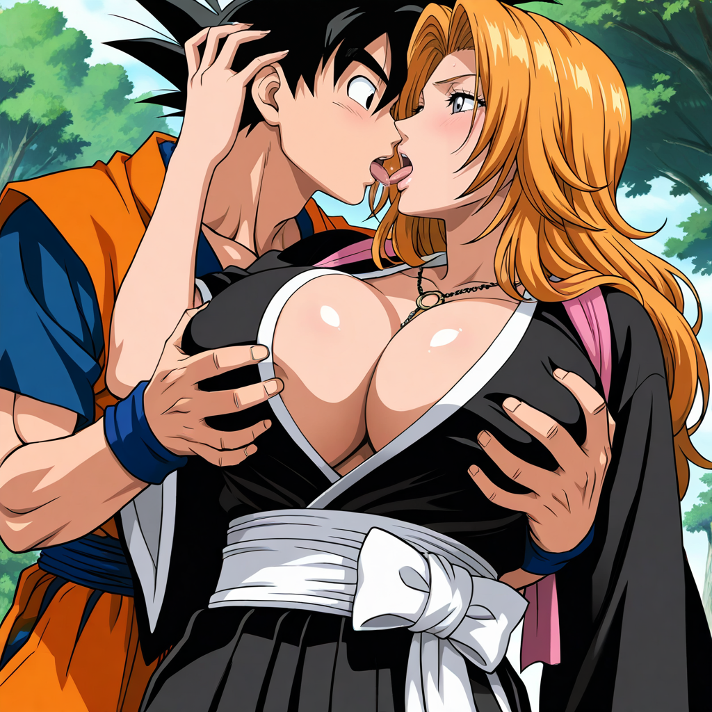 ai_generated bleach breasts cheating_husband dragon_ball dragon_ball_super dragon_ball_z goku grabbing grabbing_from_behind groping_breasts horny huge_breasts matsumoto_rangiku netorare ntr outside rangiku seductive sexy son_goku tongue_kiss unfaithful