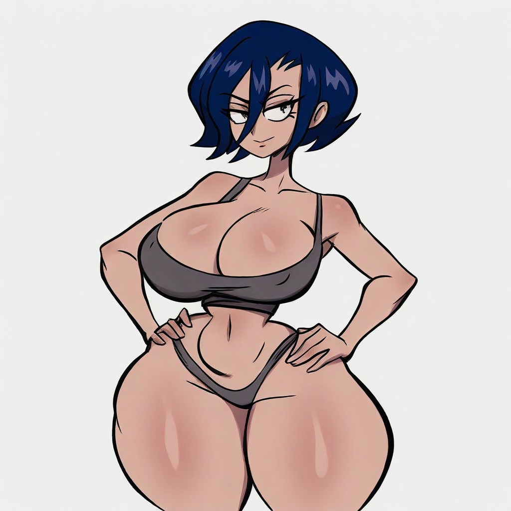 ai_generated big_breasts civitai curvy desrozza female_only perrin_(pokemon) thick_thighs valbun_style voluptuous_female white_background wide_hips