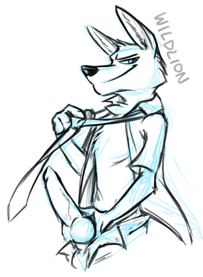 1boy anthro black_and_white canine clothing disney fox fur furry male male_only mammal monochrome nick_wilde penis sketch solo testicles wildlion zootopia