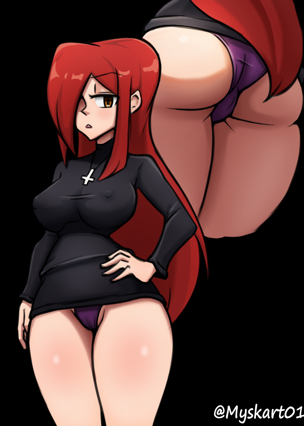 big_ass big_breasts big_thighs myskart parasoul red_hair skullgirls video_games