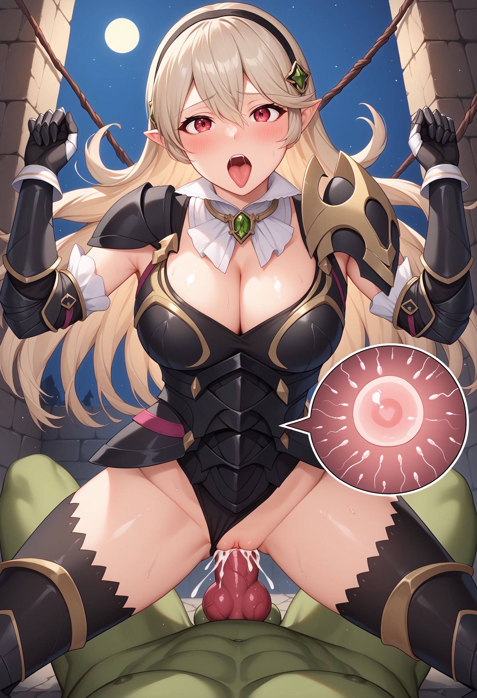 1girls, ai generated, bestiality impregnation, blush, corrin (fire emblem), corrin (fire emblem) (female), cum in pussy, cum inside, female, fire emblem, fire emblem fates, fire emblem heroes, impregnation, interspecies, knot, knotted penis, long hair, male, monster, open legs, open mouth, orc, orc male, ovum, penis, pussy, red eyes, sexual intercourse, vaginal penetration, white hair, zoophilia