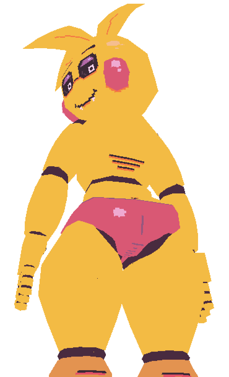 3d_(artwork) animatronic ass ass_focus back_view female female_focus five_nights_at_freddy's five_nights_at_freddy's_2 looking_back low_poly panties potatodoodles smiling toy_chica_(fnaf) toy_chica_(love_taste)