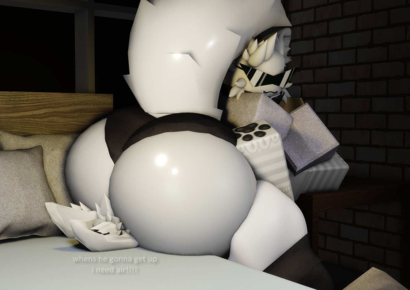 1boy, 1femboy, 3d, ass, ass focus, ass smothering, big ass, big ass (male), bottom heavy femboy, butt focus, facesitting, femboy, femboy on male, furry, gay, huge ass, huge butt, hyper ass, luvia (mermio), male, male on male, male only, massive ass, massive butt, mermio, roblox, smothering, smothering ass, tagme