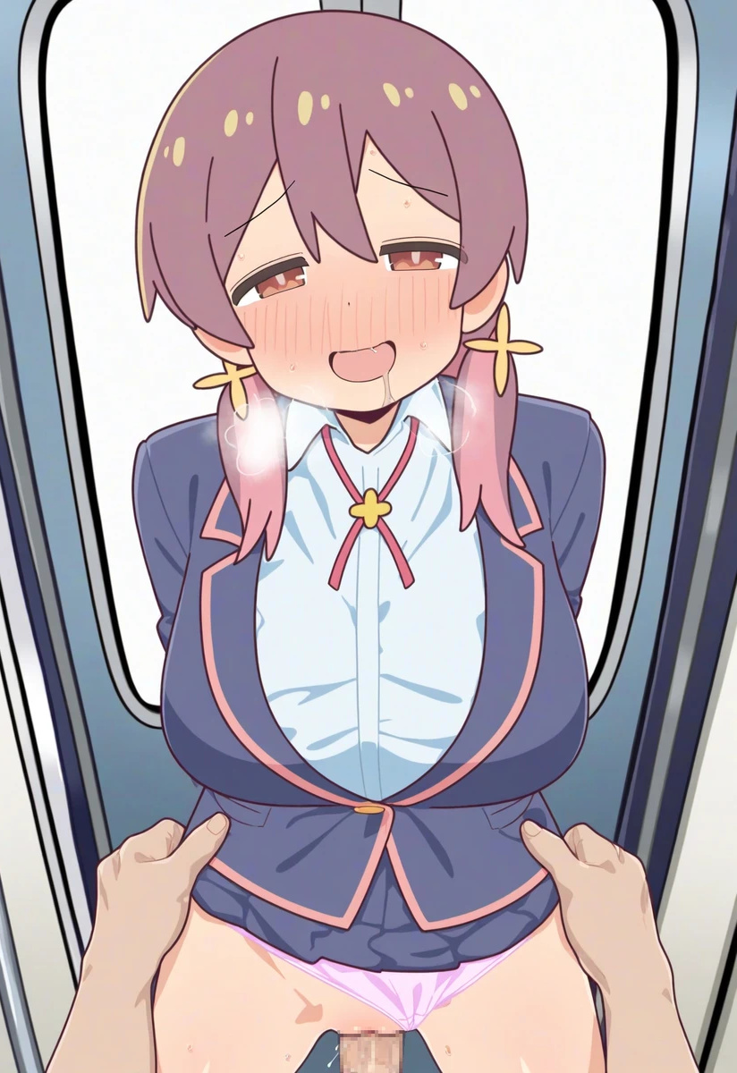 1boy 1girls against_glass ai_generated bare_legs big_breasts big_penis blush braided_hair breasts brown_eyes brunette_hair chikan huge_breasts huge_thighs large_breasts light-skinned_female light_skin looking_at_viewer massive_breasts murosaki_miyo onii-chan_wa_oshimai! panties panties_aside penis pleasure_face pov public_sex pussy school_uniform schoolgirl sex shortstack skirt smiling standing_missionary standing_sex thick_thighs thigh_grab thighs train_interior upskirt vaginal_penetration voluptuous voluptuous_female