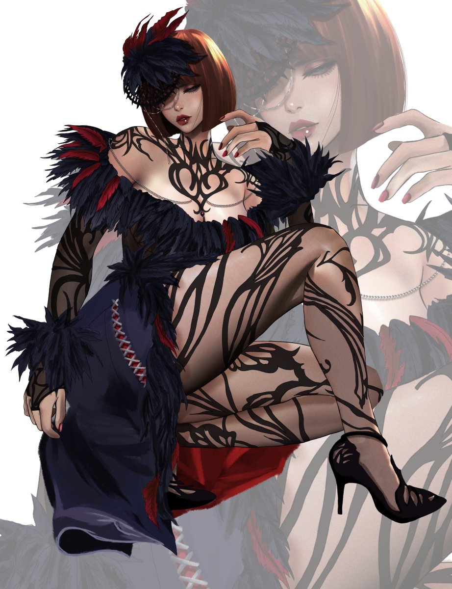 1girls 2024 anna_williams big_ass big_breasts cleavage dress female female_only headwear heels high_heels kittymiya legs tekken tekken_7 thick_thighs