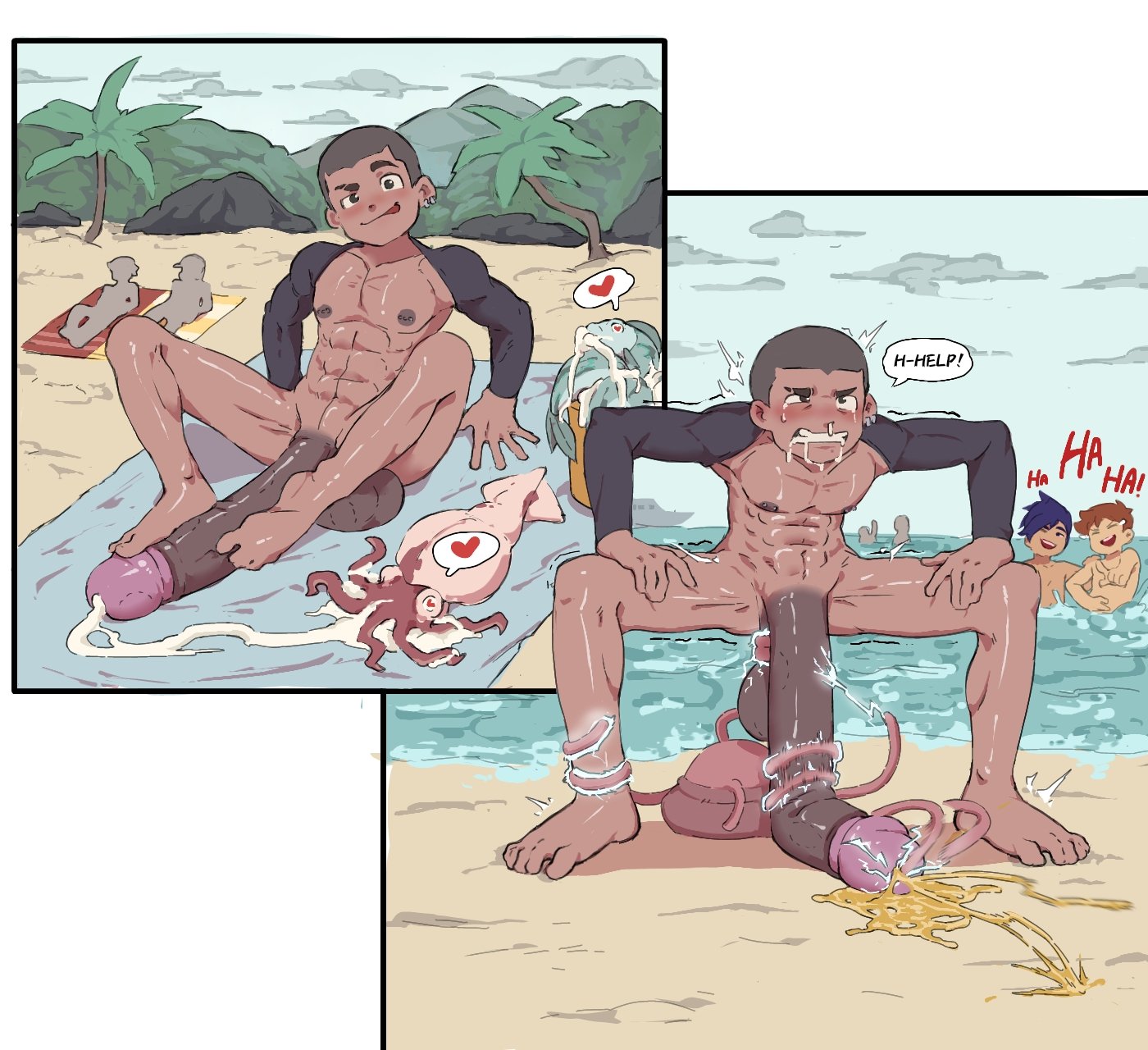 2025, 3boys, balls, big penis, buzz cut, exhibitionism, exhibitionist, gay, male, male only, original, outdoors, penis, public, public exposure, public indecency, public nudity, solidjooze, yaoi