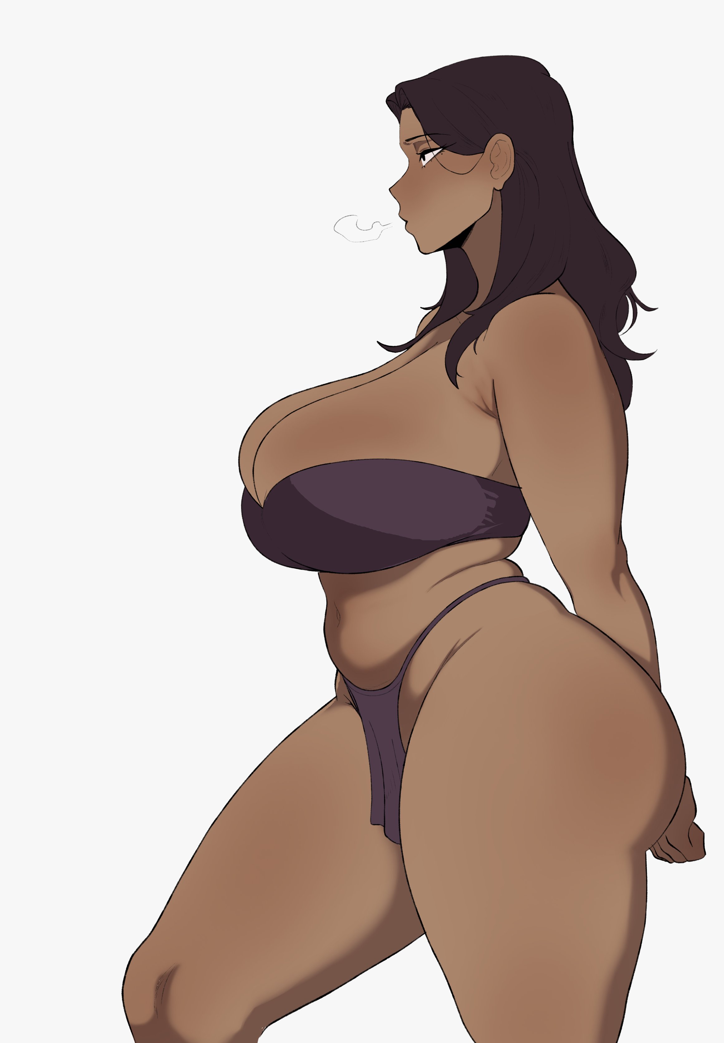 9 styless, dark hair, dark-skinned female, huge breasts, long hair, tagme, voluptuous female