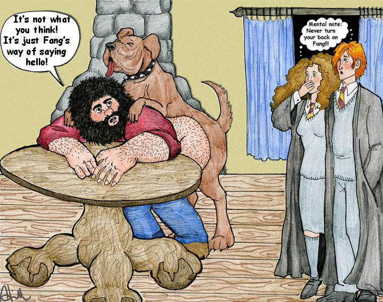 anal cute_fang dog doggy_style hagrid hairy_ass harry_potter hermione_granger ron_weasley sex yaoi zoophilia