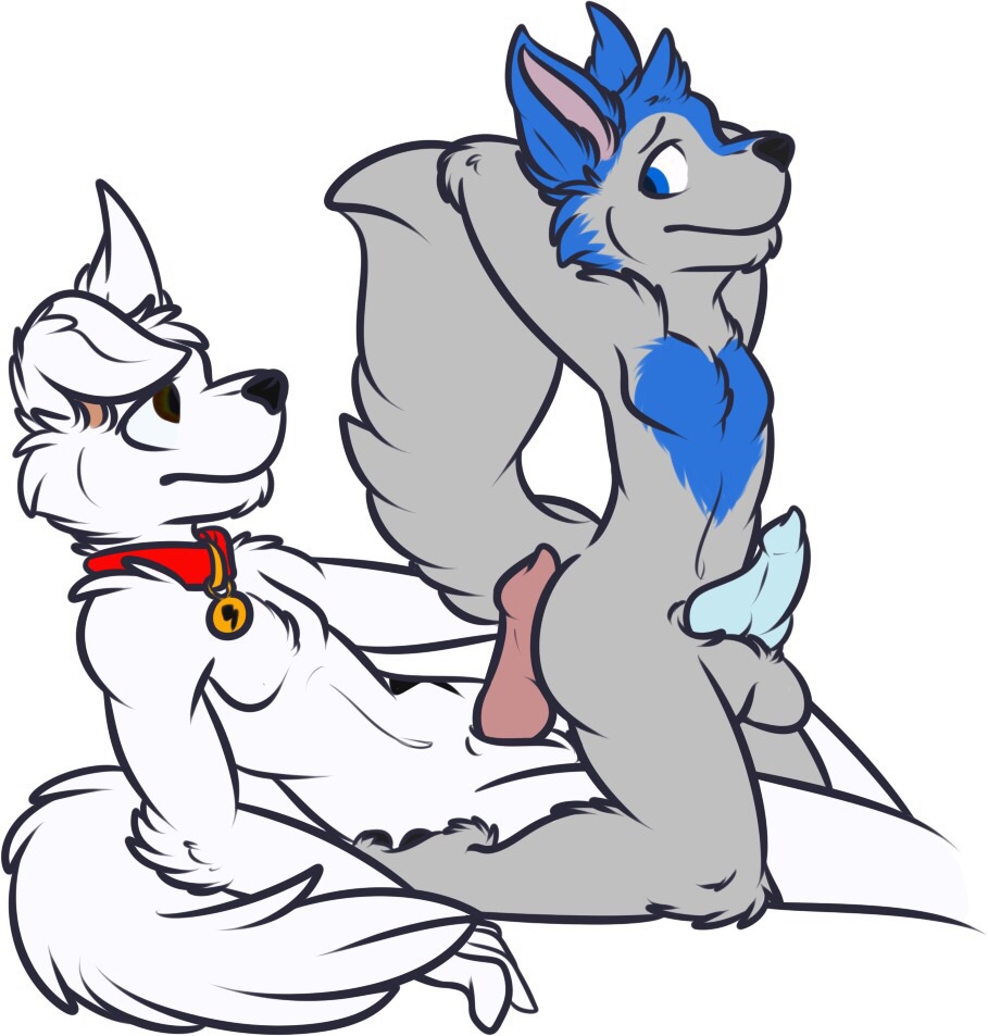 2015 2boys anal anatomically_correct animal_genitalia anthro ass blue_fur blue_hair blue_penis bolt_(character) bolt_(film) canine canine_penis collar disney ears_back erection fluffy fur furry gay german_shepherd grey_fur hair knot male male_only mammal nude on_top paws penis plain_background reverse_cowgirl_position sheath testicles white_fur white_german_shepherd wolf yaoi