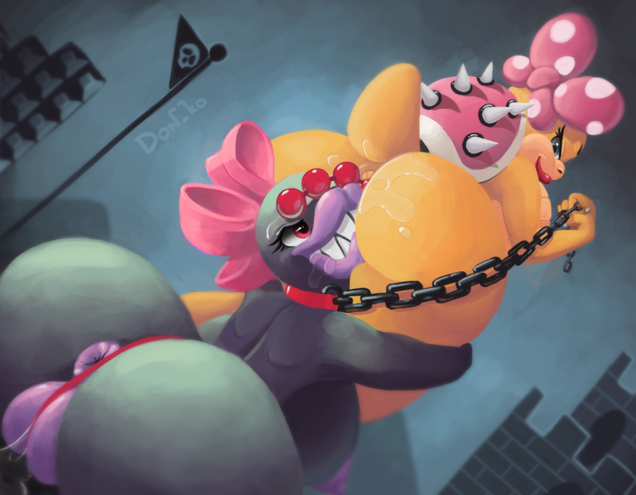 2girls anal anal_beads anal_sex anthro anus areolae ass ass_focus big_ass bimbo breasts bubble_butt chain_chomp chains dat_ass don_ko duo erect_nipples fat_mons female female_only hug huge_ass hyper_bimbo koopa koopalings large_breasts mario_(series) multiple_girls nintendo nipples nude puffy_pussy pussy scalie sex_toy super_mario_bros. super_mario_bros._(nes) tail thong wendy_o._koopa yuri