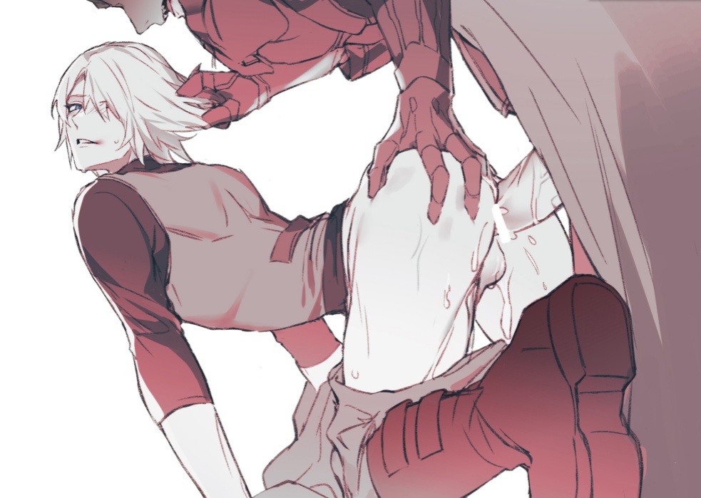 2boys anal bigger_dom bigger_male bigger_penetrating_smaller bishonen dante devil_may_cry devil_may_cry_1 femboy feminine_male from_behind gay gay_domination gay_sex hair_over_one_eye male_focus male_penetrating male_penetrating_male nelo_angelo pretty_boy pulling_hair size_difference spot_color twunk yaoi