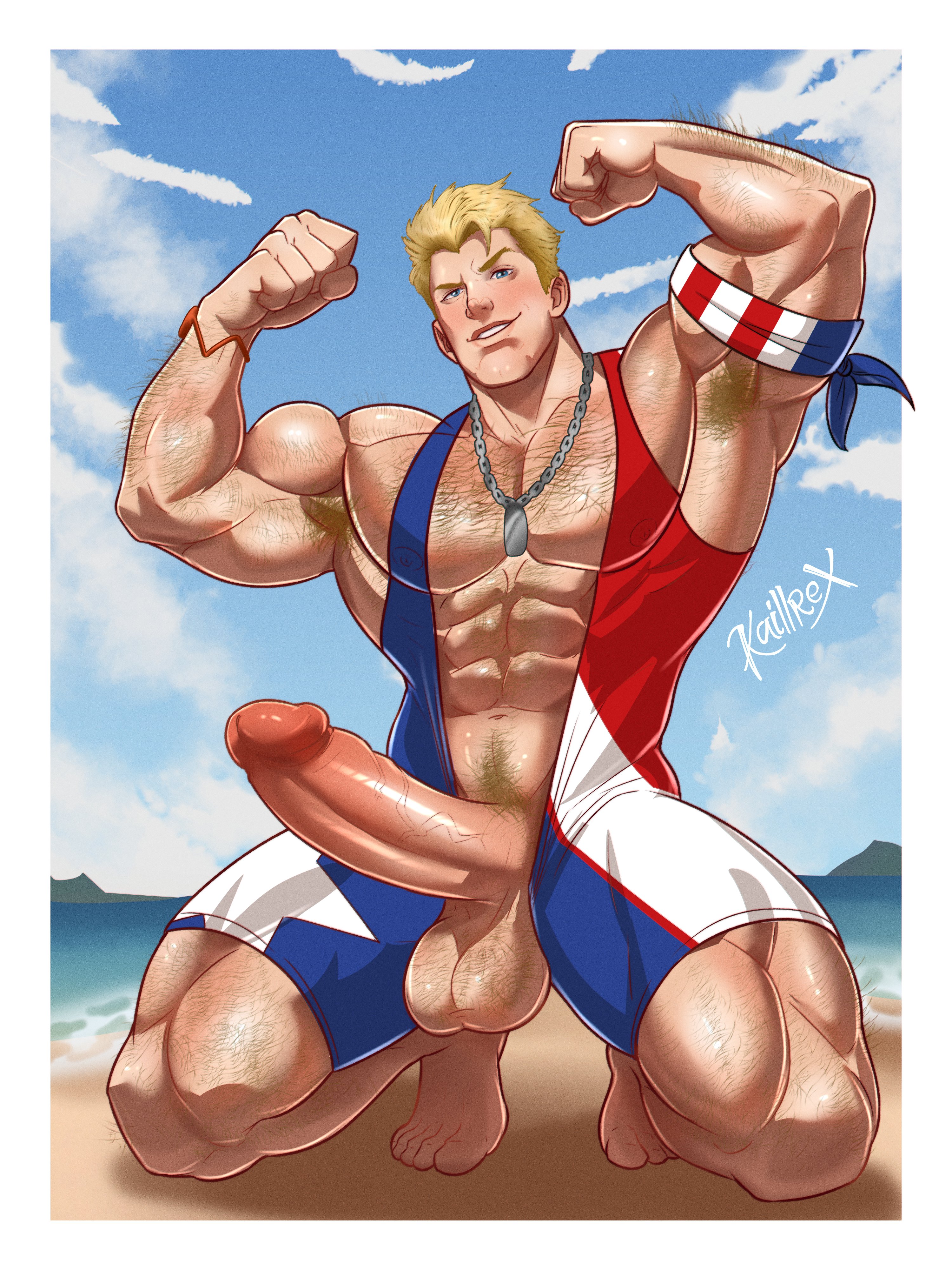 1boy, balls, ballsack, bara, bulge, captain america, captain america (marvel rivals), captain america (series), cock, dick, flexing, flexing arms, flexing bicep, flexing both biceps, flexing muscles, hairy, hairy male, kaillrex, male, male focus, male only, marvel, marvel rivals, penis, pubic hair, solo, solo focus, solo male, steve rogers, swimsuit, swimsuit only, swimwear