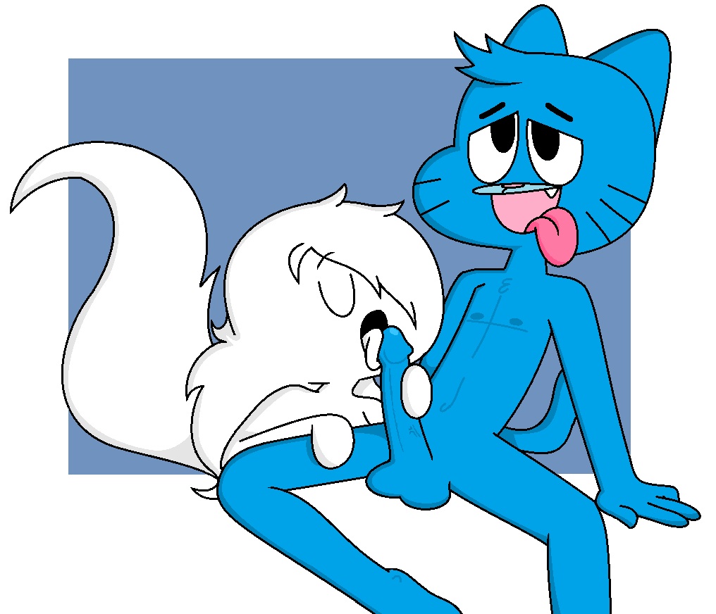 2013 age_difference anthro blue_body blue_fur bodily_fluids carrie_krueger cartoon_network closed_eyes domestic_cat duo felid feline felis fellatio female fur genitals ghost ghost_tail gumball_watterson hair hand_on_leg hand_on_penis hand_on_thigh hookcemetery jonathanelrod long_hair male male/female mammal moan nude nude_female older_female older_male oral penile penis romantic romantic_couple saliva saliva_on_penis sex spirit spread_legs spreading the_amazing_world_of_gumball tongue tongue_out white_body white_hair