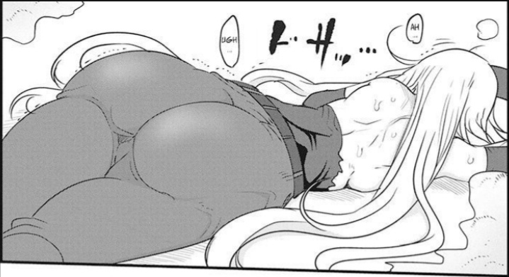 ass back back_view belt heion_sedai_no_idaten-tachi long_gloves long_hair manga no_color pants piscalat_(idaten) smoke turned_away