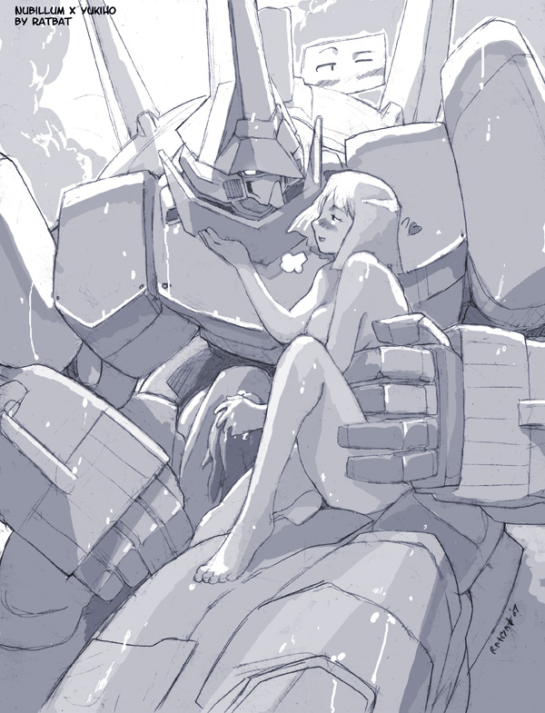 black_and_white blush cum duo handjob human_penetrated idolmaster monochrome nubilum outside penis ratbat robot robot_on_human robot_penis sex_machine size_difference yuhiko_hagiwara