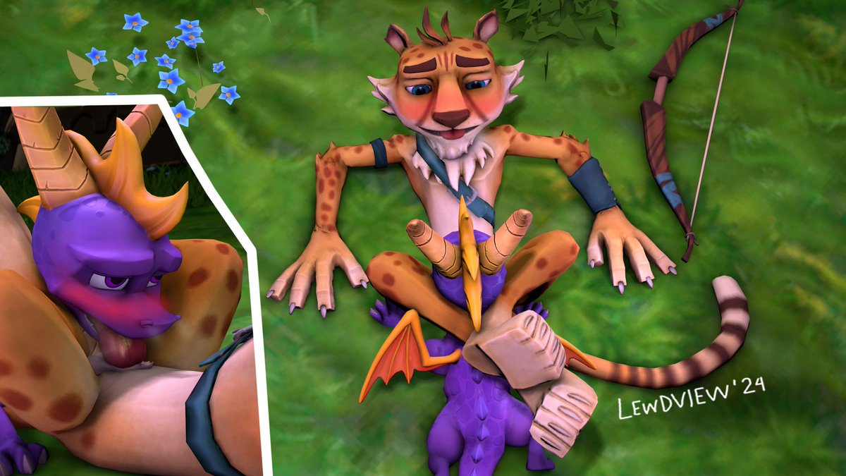 3d 3d_(artwork) best_friends birds_eye_view blowjob blowjob_only chest_tuft commissioner_upload face_in_crotch flowers gay goatee grass hair_tuft half-closed_eyes head_between_legs head_between_thighs head_in_crotch hunter_(spyro) implied_blowjob implied_fellatio implied_oral legs_wrap legs_wrapped_around_head legs_wrapped_around_partner lewdview looking_at_partner looking_pleasured looking_up lying lying_on_back m/m male male_only nude obscured_fellatio obscured_oral obscured_penis obscured_sex pecs penis source_filmmaker spyro spyro_reignited_trilogy spyro_the_dragon sucked_silly sucking