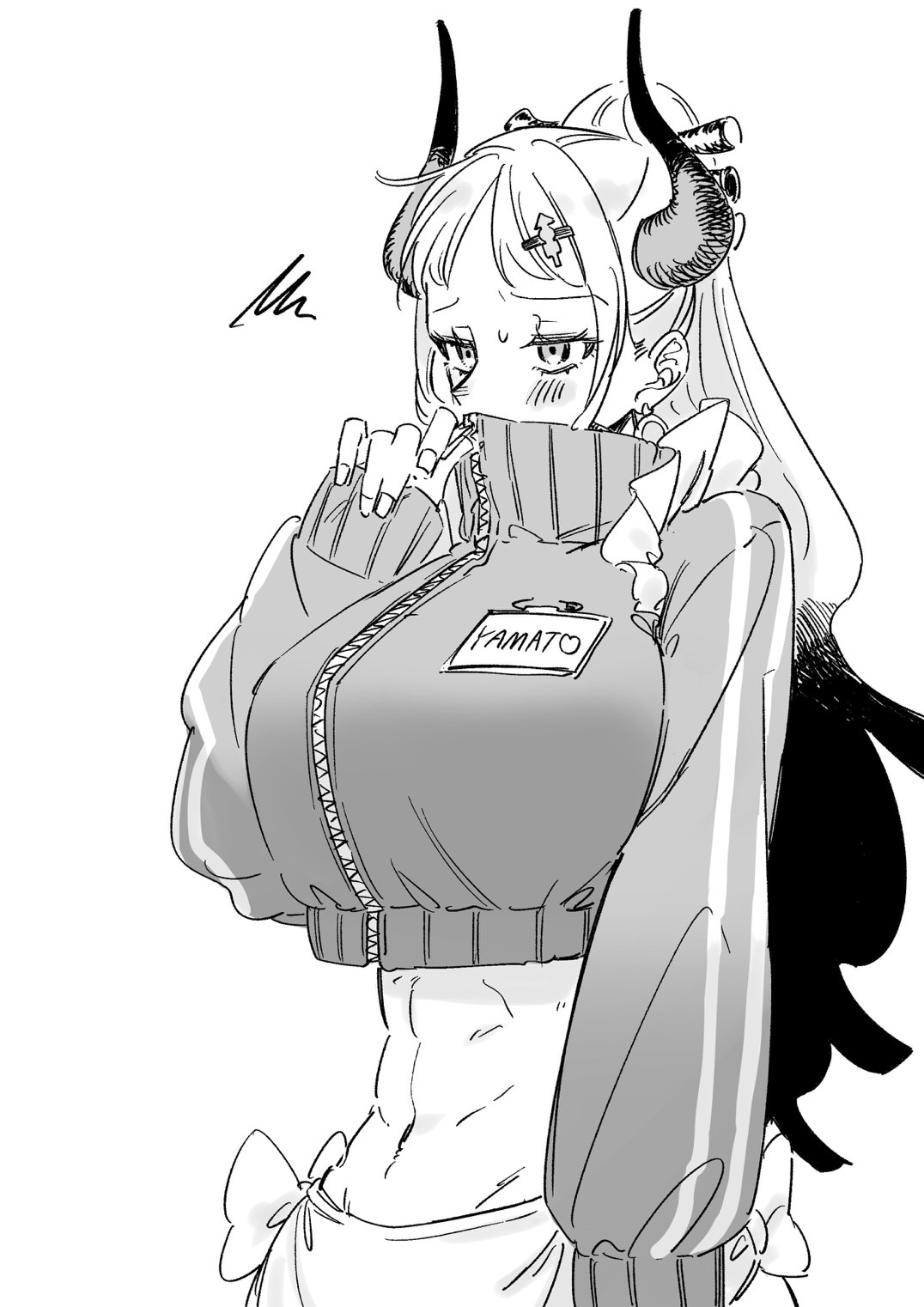 1girls, abs, big breasts, blush, breasts, clothed, clothing, color, female, female focus, female only, fit, fit female, hi res, horns, large breasts, light skin, light-skinned female, long hair, muscles, muscular, muscular female, ngo 102341, one piece, shounen jump, solo, solo female, tagme, thick thighs, white hair, yamato (one piece)