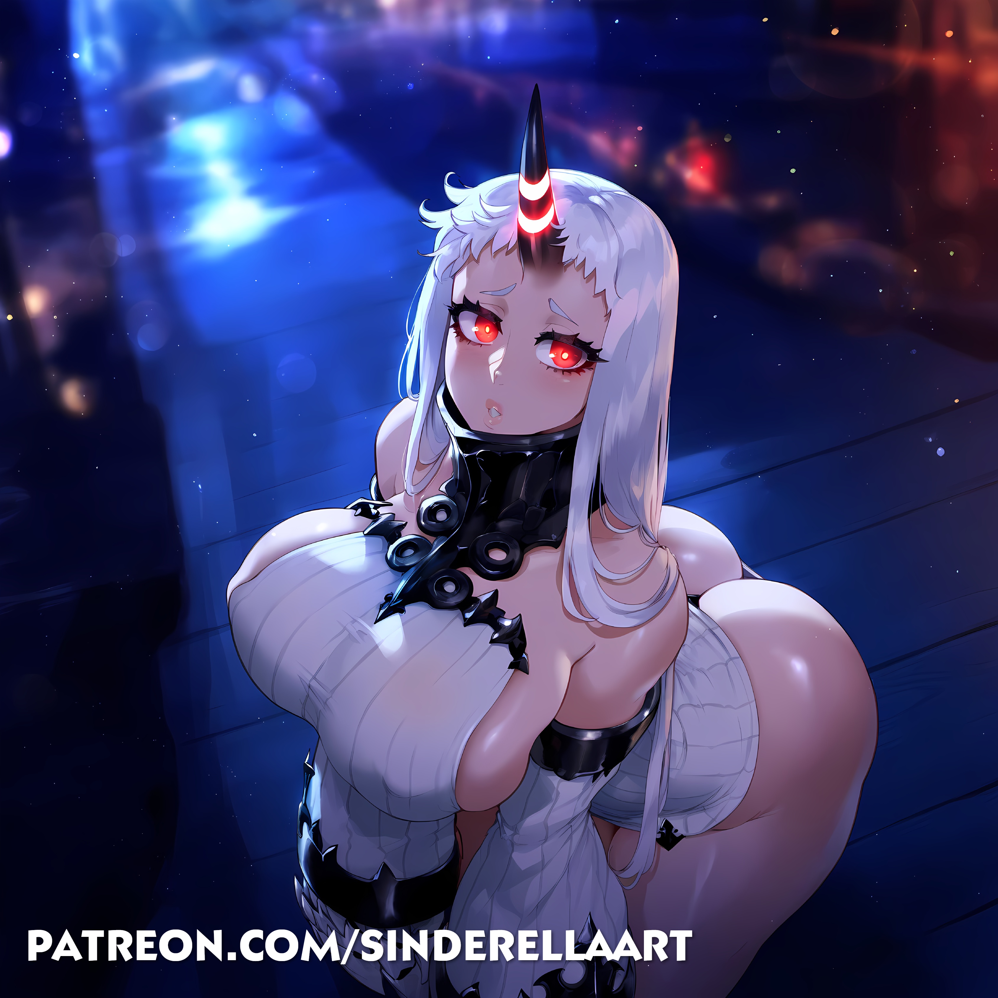 1girls, ai generated, ass, ass bigger than head, big ass, big breasts, big butt, breasts, breasts bigger than head, busty, cleavage, commission, fat ass, female, harbour princess, heavenly ass, horn, huge ass, huge breasts, kantai collection, large ass, large breasts, light skin, light-skinned female, milf, night, patreon, patreon url, patreon username, public, red eyes, seaport hime, seaport princess, sinderellaart, solo, thick, thick ass, thick legs, thick thighs, voluptuous, voluptuous female, white hair