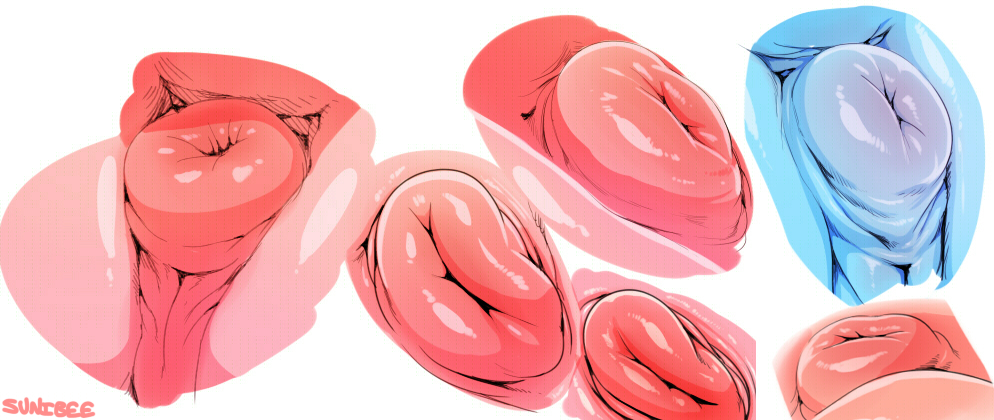 ambiguous gender, anal prolapse, anus, ass, plain background, ponut, presenting, presenting hindquarters, prolapse, puffy anus, sunibee, unknown species, white background
