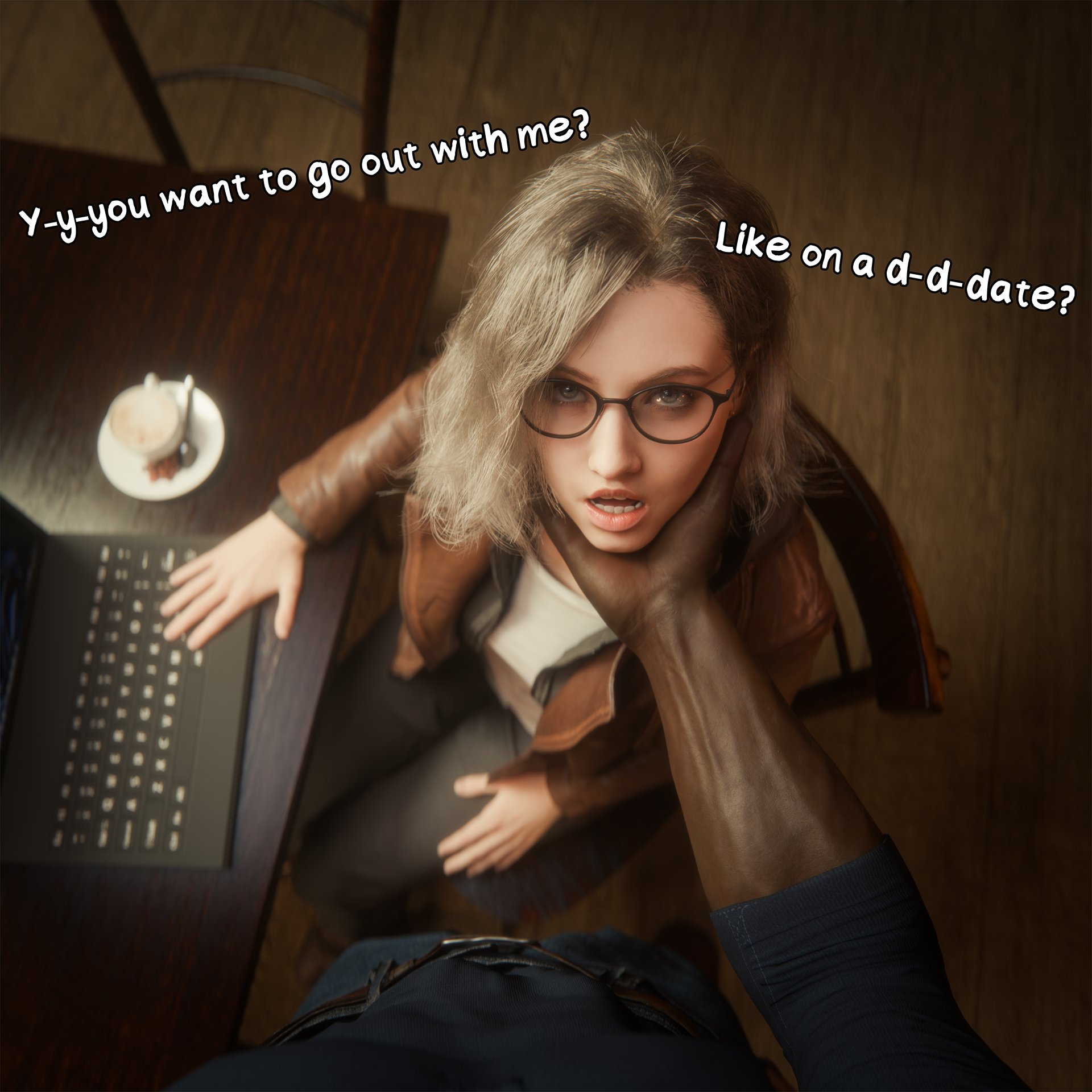 1boy, 1girls, 3d, capcom, currysfm, dark skin, dark-skinned male, female, female focus, grace ashcroft, interracial, male, male pov, pov, resident evil, resident evil 9: requiem, tagme