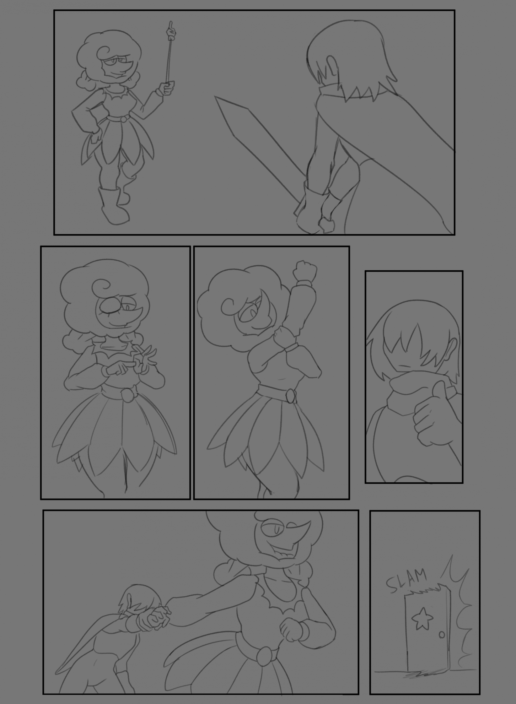 breasts, deltarune, elnina (deltarune), female, hair, king of sorrow (artist), kris (deltarune)