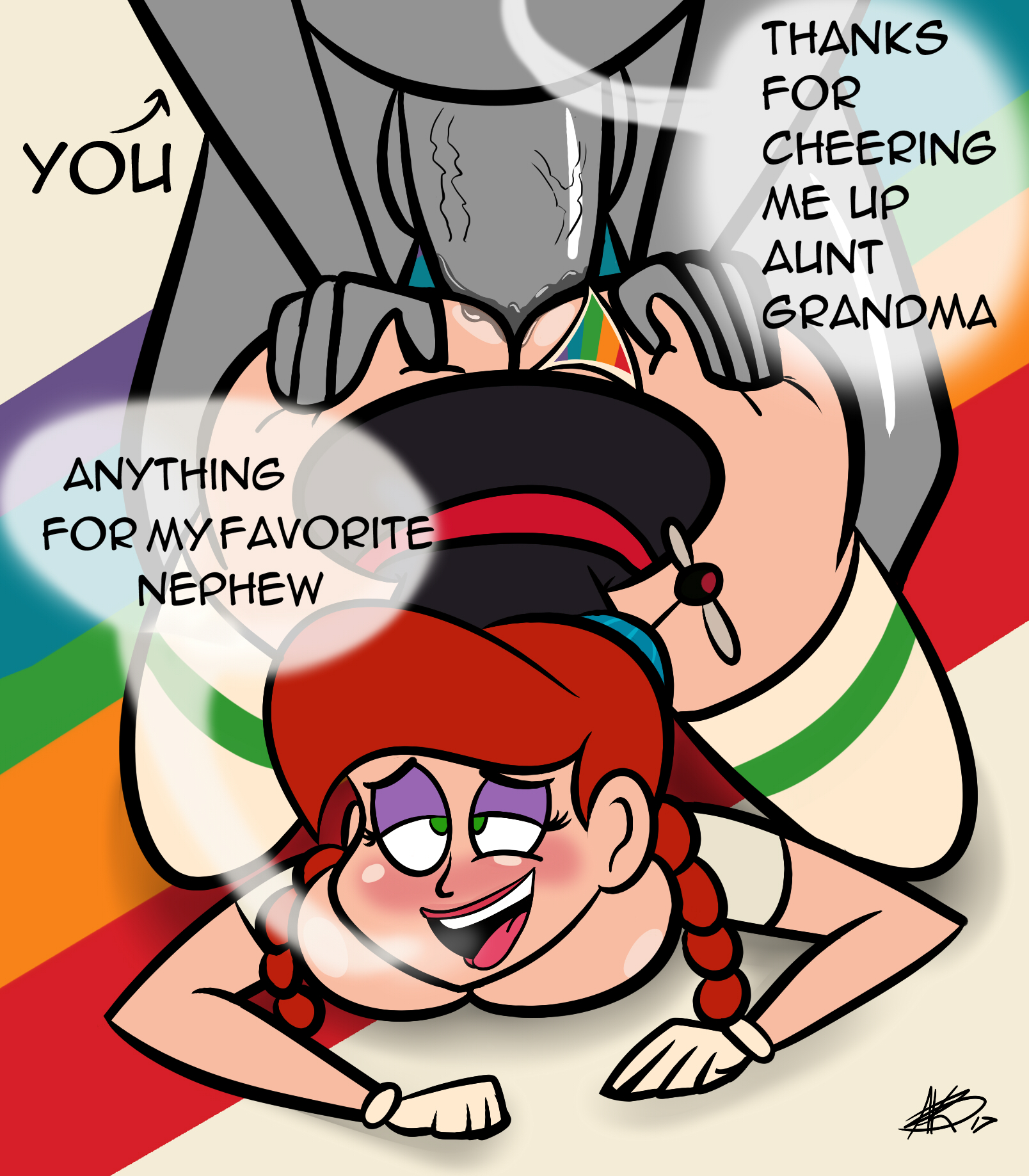1boy1girl, ass fuck, atomickingboo, aunt grandma, female, large ass, male, priscilla jones, uncle grandpa