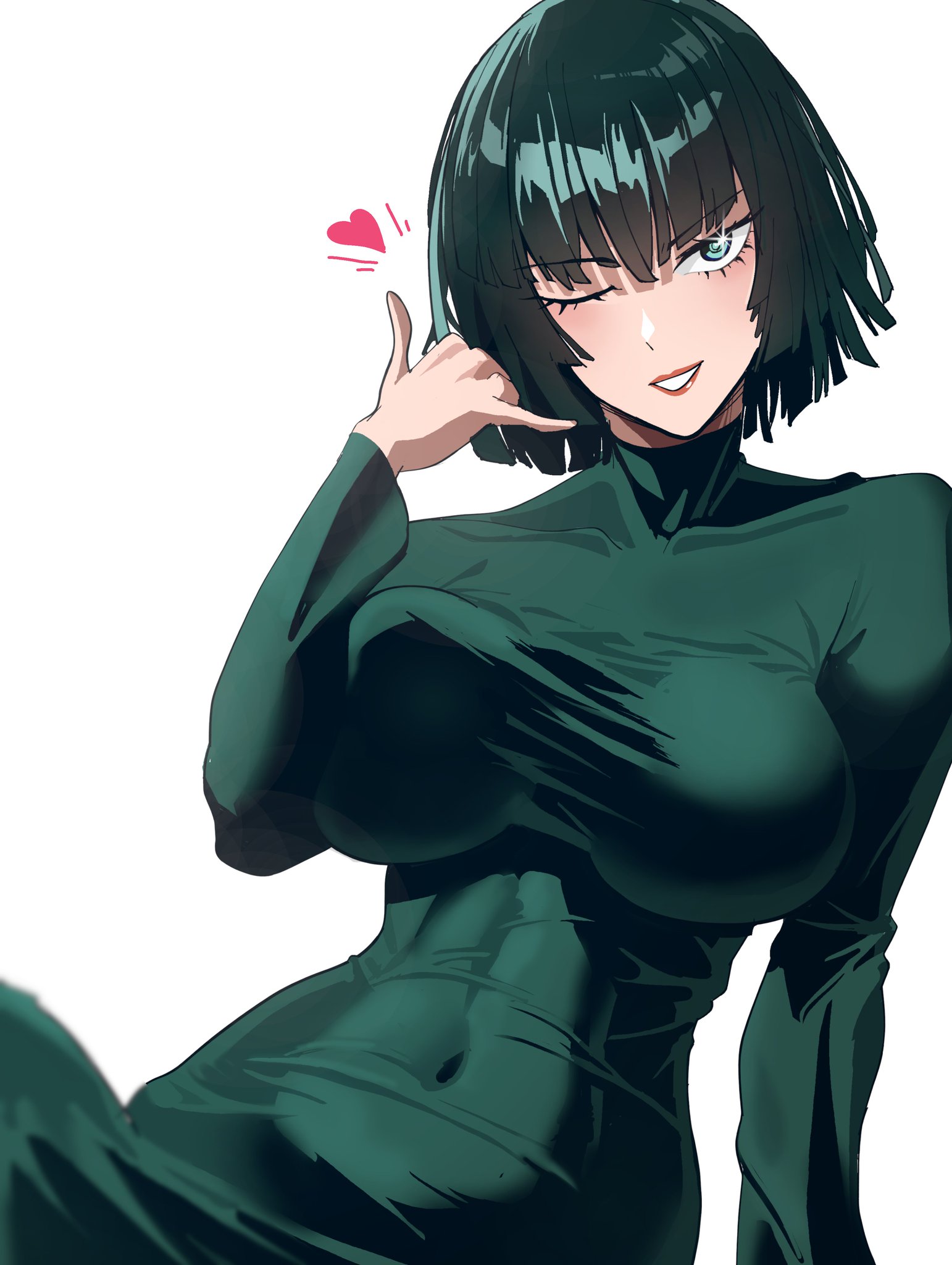 1girls, argentumhominem, big breasts, breasts, clothed, clothing, color, female, female focus, female only, fubuki (one-punch man), green eyes, green hair, hi res, large breasts, light skin, light-skinned female, looking at viewer, one-punch man, short hair, solo, solo female, tagme, thick thighs