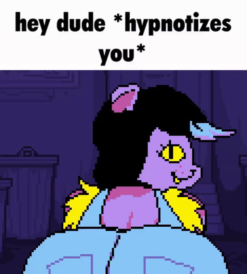 1girls, animated, ass, ass focus, ass shake, big ass, big butt, black hair, black text, blue highlights, bouncing ass, bouncing butt, butt, butt focus, butt shake, caption, cat, cat ears, cat eyes, cat girl, cat humanoid, catgirl, catty (undertale), catty cattenheimer, fang, feline, feline ears, feline eyes, feline humanoid, female, female only, fur, furry, furry ears, furry female, furry only, gif, humor, hypnosis, hypnotizing viewer, looking at viewer, looking back, looking back at viewer, meme, meme caption, monster, monster girl, overalls, pixel (artwork), pixel animation, pixel art, purple body, purple fur, purple highlights, round ass, round butt, shaking ass, shaking butt, showing ass, showing butt, showing off, solo, solo female, solo focus, teeth, text, tootsdreams, undertale, undertale (series), yellow eyes, yellow fangs, yellow sclera, yellow teeth