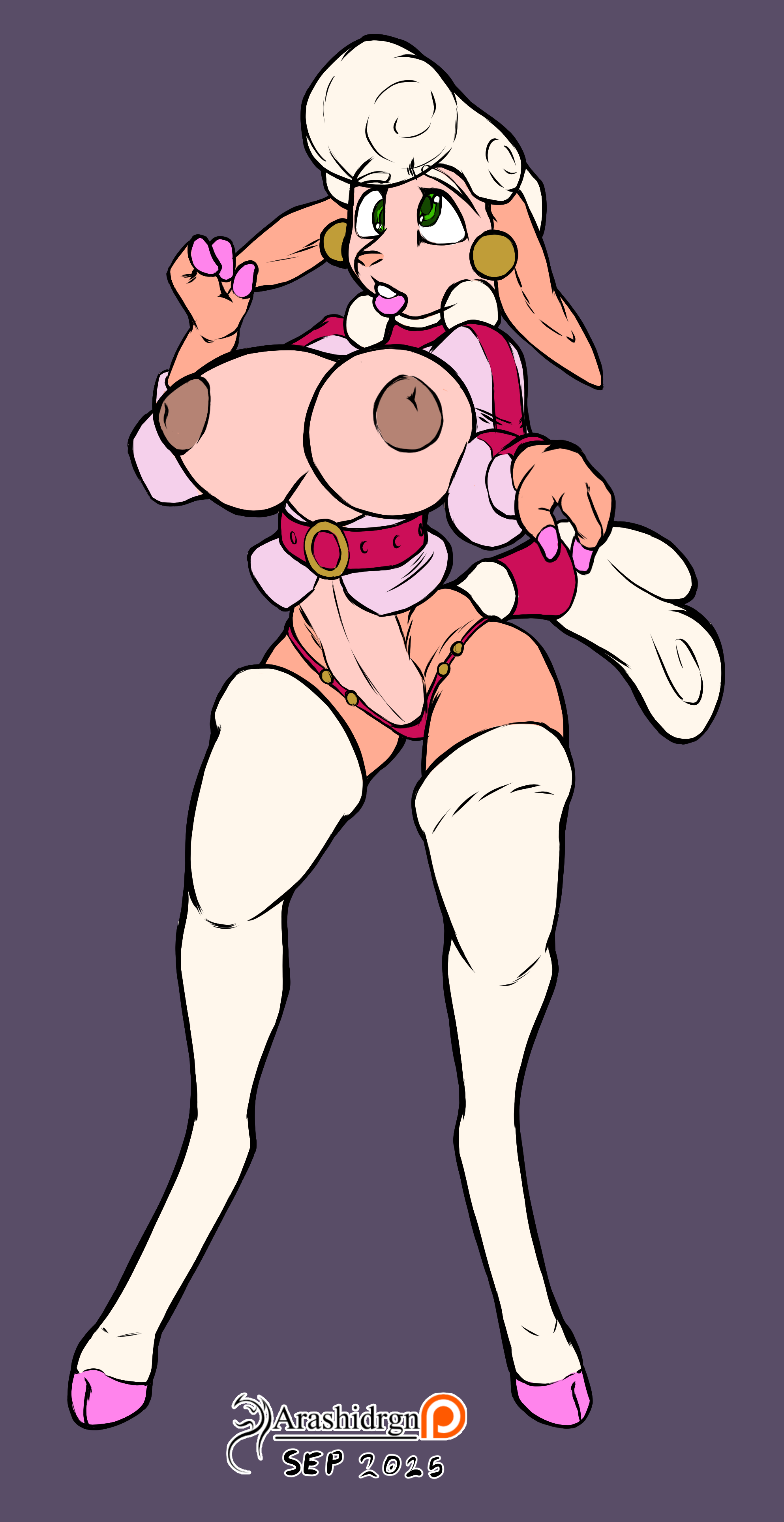 2025, absurd res, anthro, arashidrgn, big breasts, bimbofication, bovid, breast expansion, breast growth, breast growth (enlargement), breasts, caprine, clothing, dawn bellwether, disney, domestic sheep, expansion, female, genitals, hi res, huge breasts, intelligence loss, lips, mammal, nipples, nude, sheep, thick lips, thick thighs, transformation, wide hips, zootopia