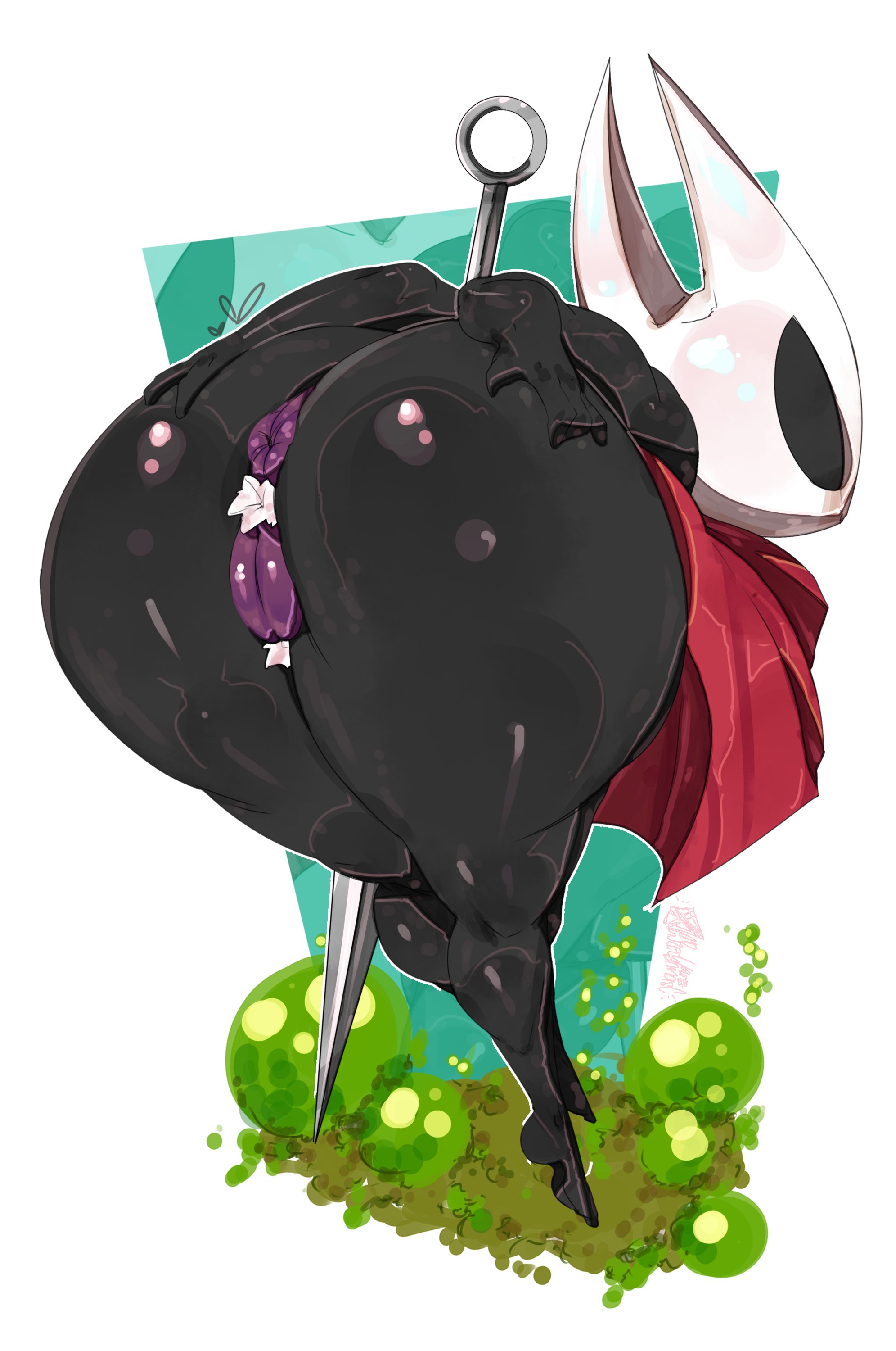 anthro, anus, anus focus, ass, ass focus, big ass, big butt, black body, black eyes, black skin, clothes, clothes lift, clothing, dress, dress lift, female, female focus, hollow knight, hollow knight: silksong, horned humanoid, hornet, hornet (hollow knight), horns, huge ass, jonymascara, mask, masked female, no panties, pussy, pussy focus, red dress, shiny, shiny ass, shiny butt, shiny skin, solo, solo female, solo focus, standing, white mask