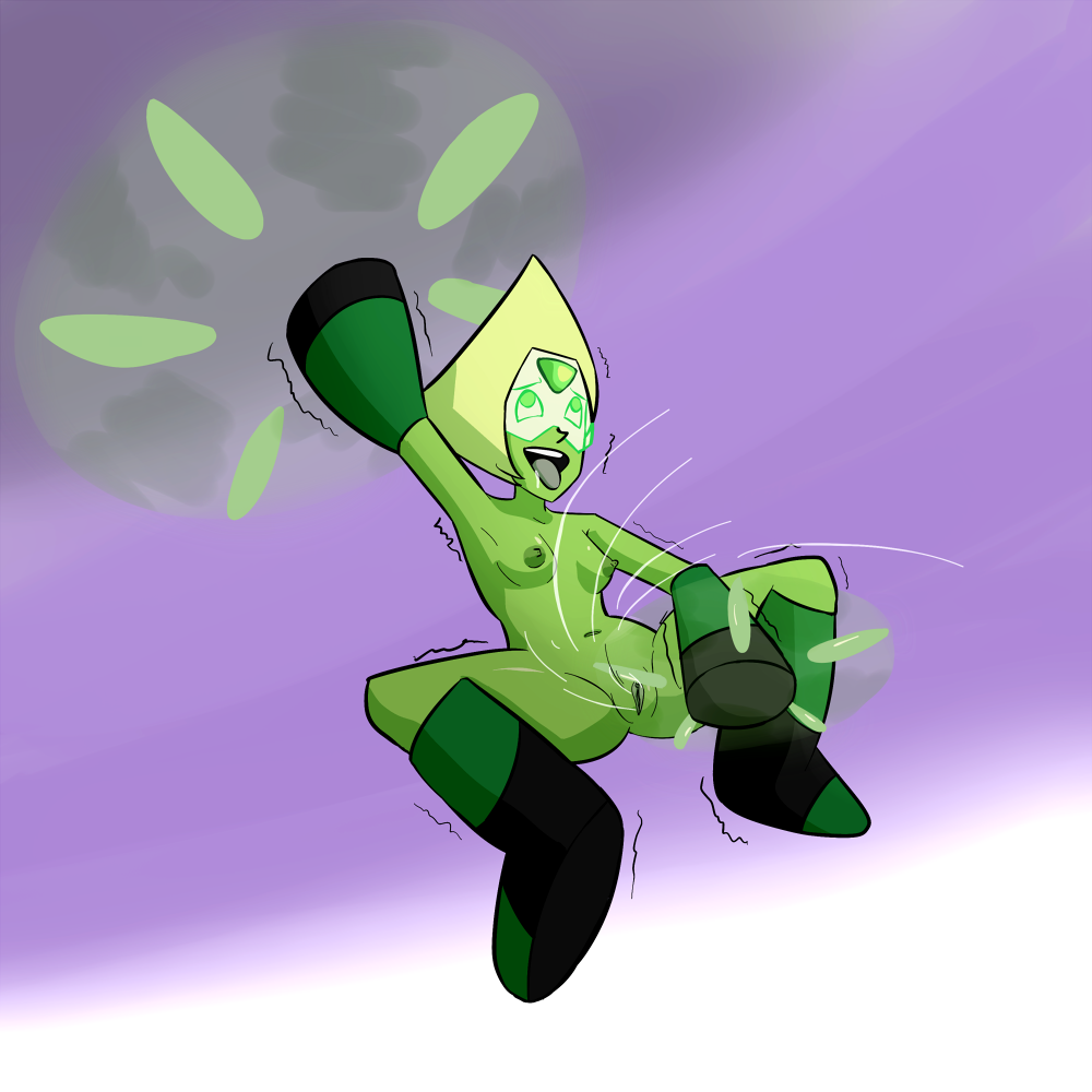 acperience breasts cartoon_network female gem_(species) green_nipples green_skin happy_female keeping_it_together_(steven_universe) limb_enhancers nipples peridot_(steven_universe) pussy small_breasts solo steven_universe tongue tongue_out villainess